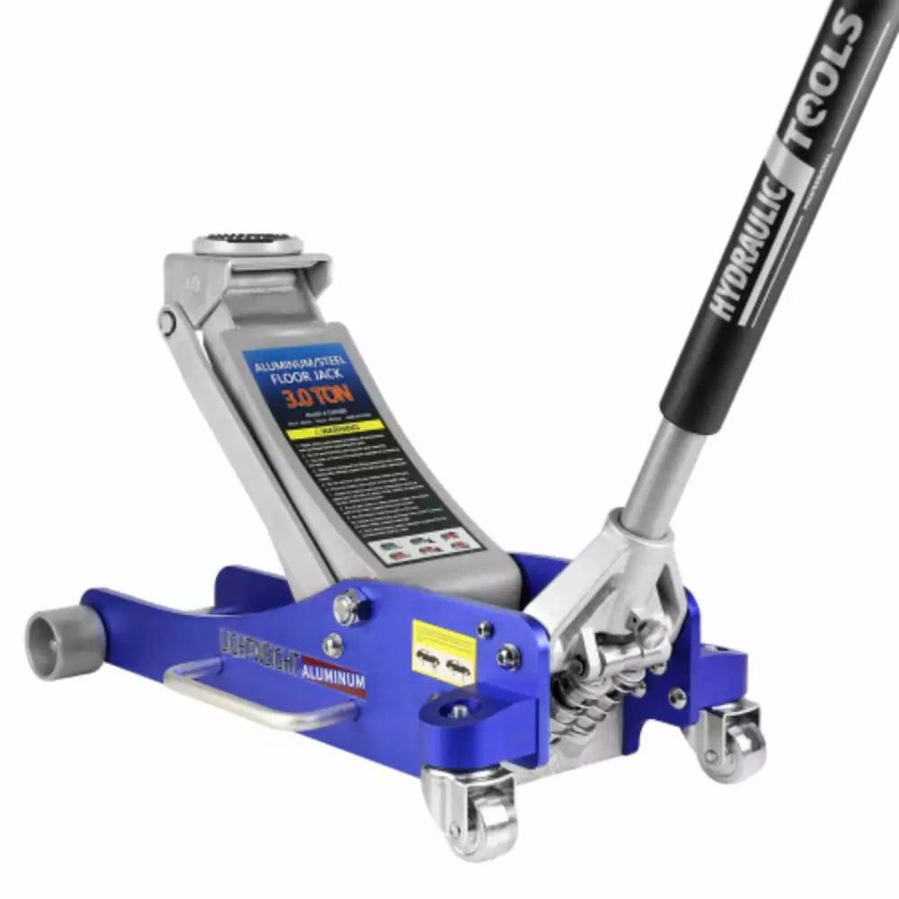 3-Ton Quick Rise Aluminum Floor Jack with Dual Pump Pistons & Reinforced Lifting Arm Blue + Aluminum + 3T Dual pump