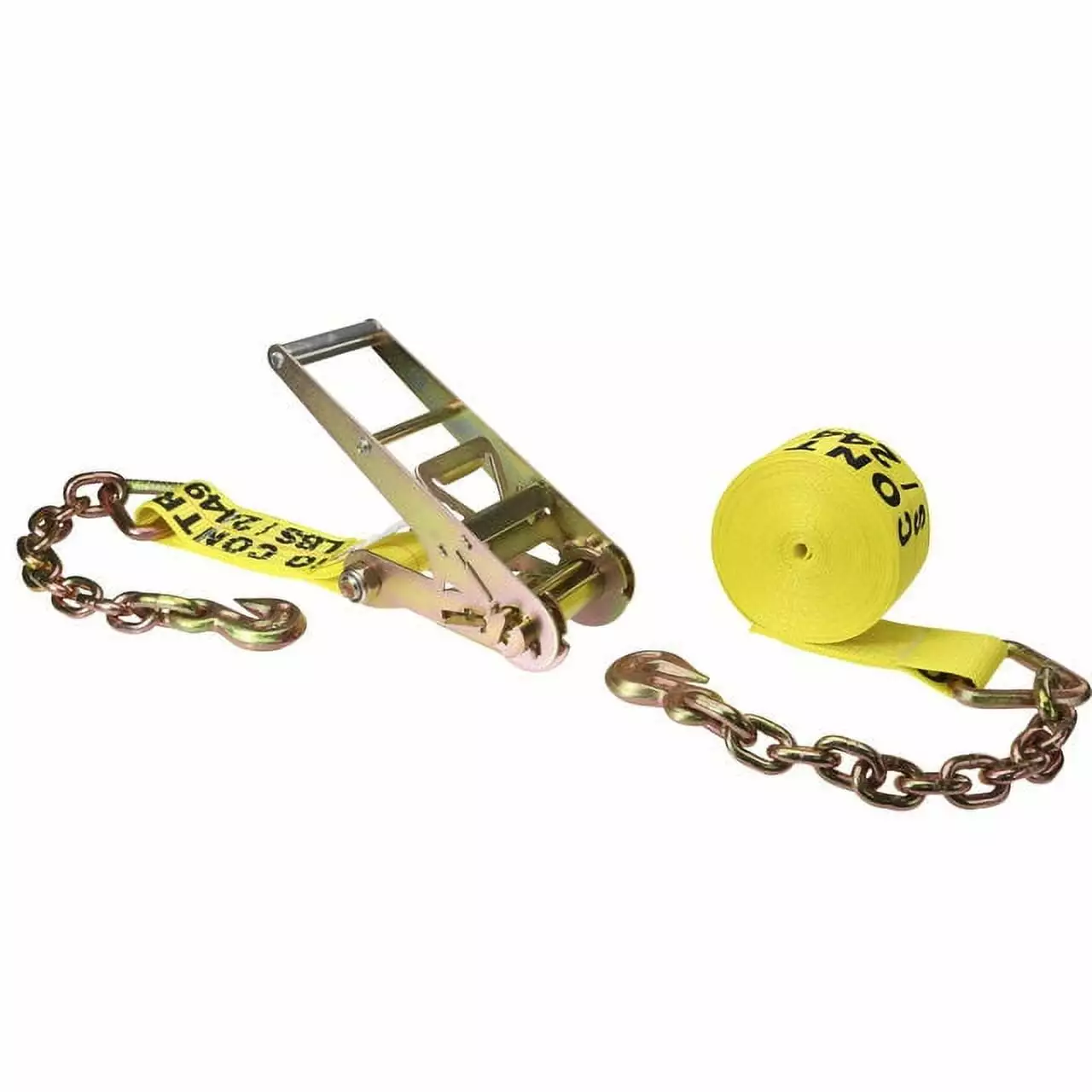 2 x 27' Yellow Ratchet Strap w/ Black Flat Hook