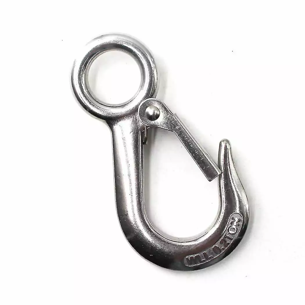 304 Stainless Steel Safety Hook Eye Hook With Latch Rigging Attachment 650kg Hy