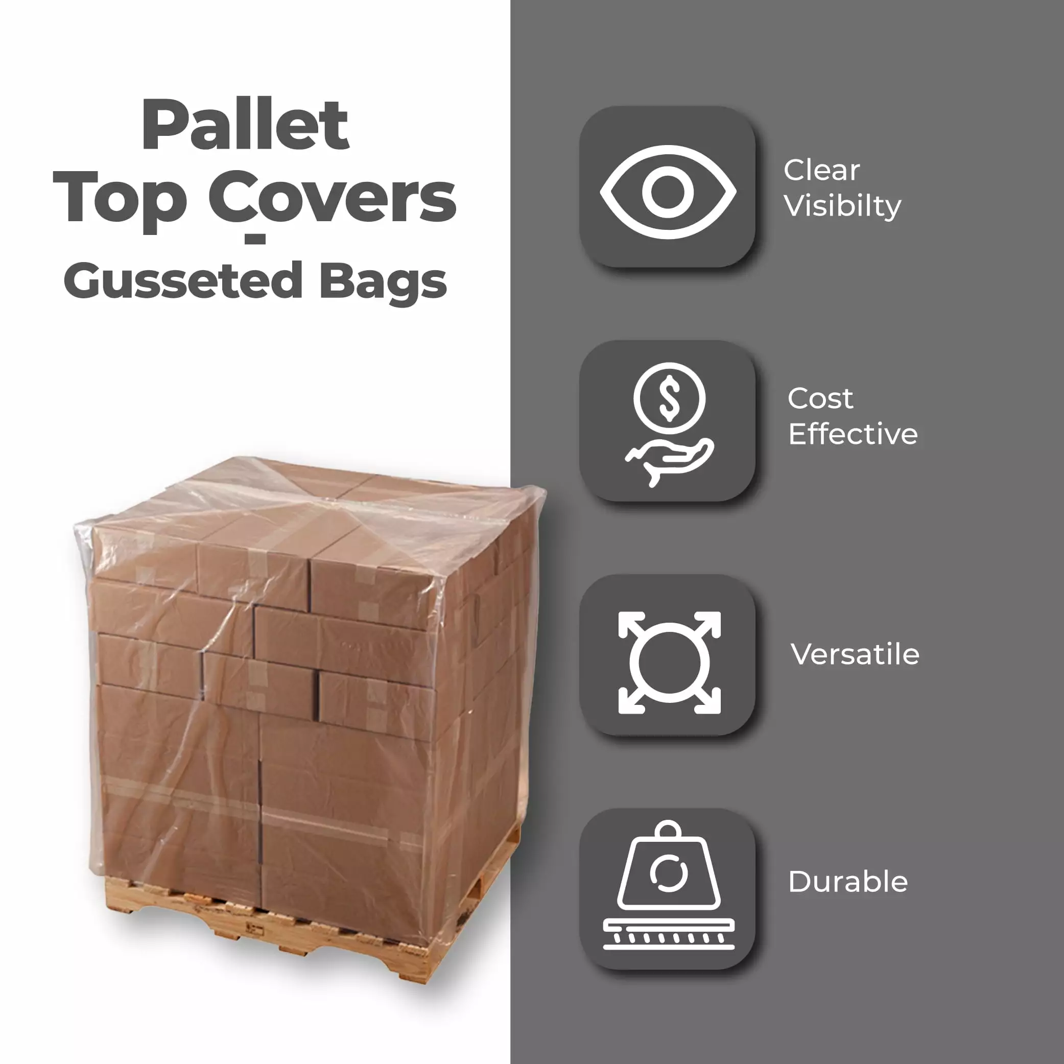 Gusseted Bags on a Roll 32 x 28 x 48 Clear 4 Mil 80/Roll Pallet Top Covers