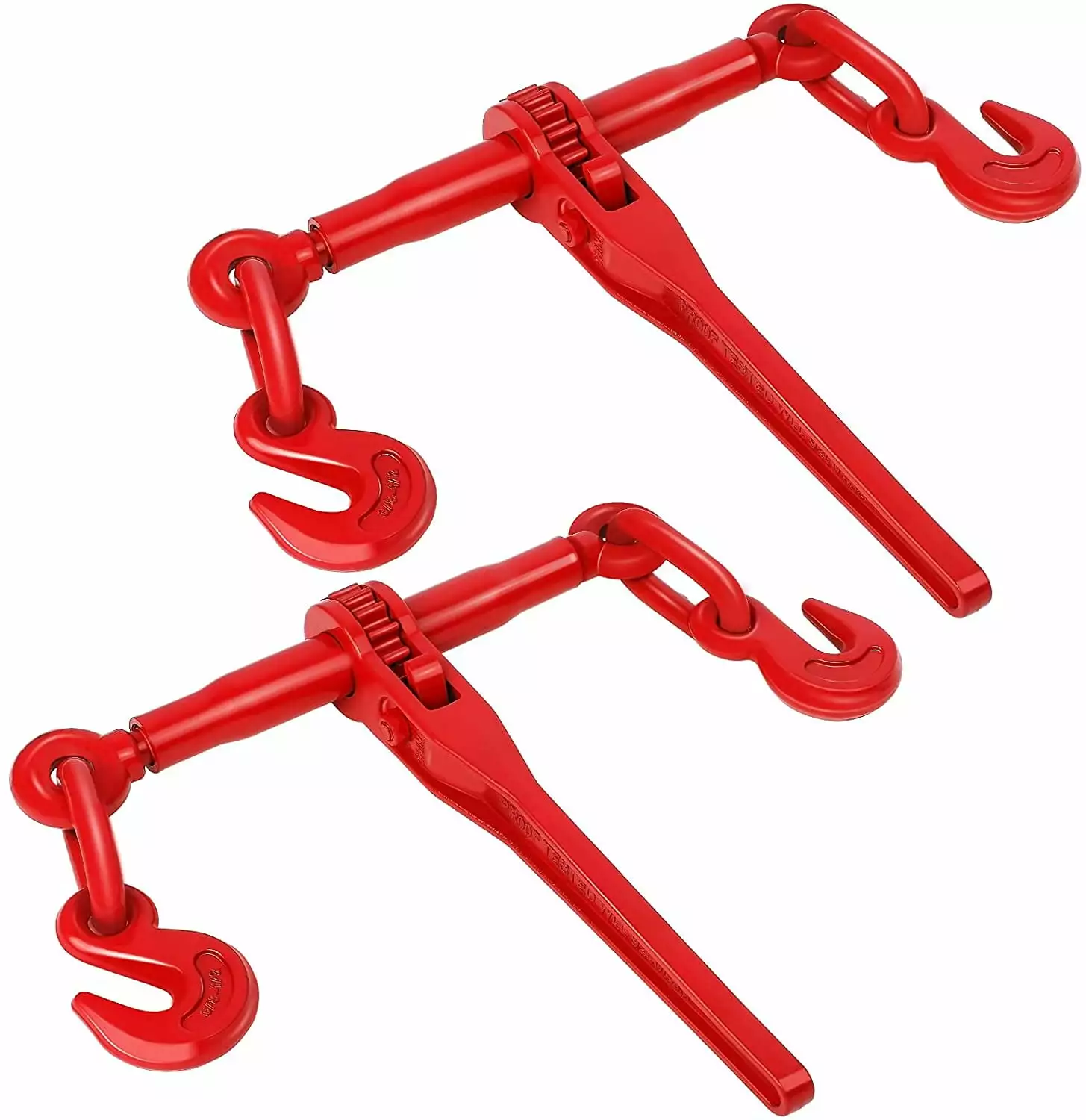 Ratchet Chain Binder 3/8-1/2 Inch.2 Pack Load Binders with 2 Grab Hooks 9200 LBS Working Load Capacity.Heavy Duty Ratchet Type Binder Ratchet Boomer to A Truck Or Flatbed Trailer