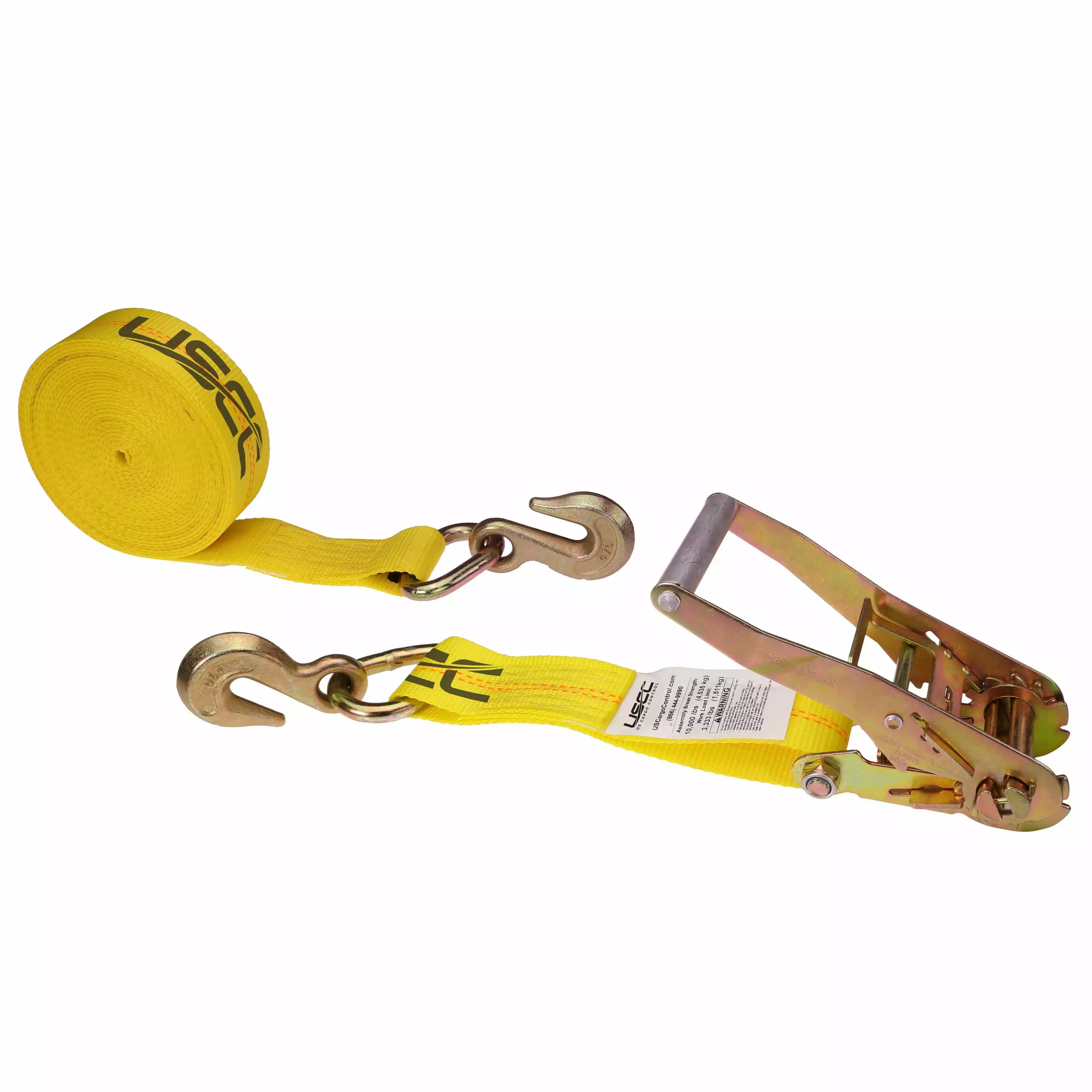 1 x 15' Ratchet Strap w/ Vinyl Coated Wire Hooks - 2 Pack