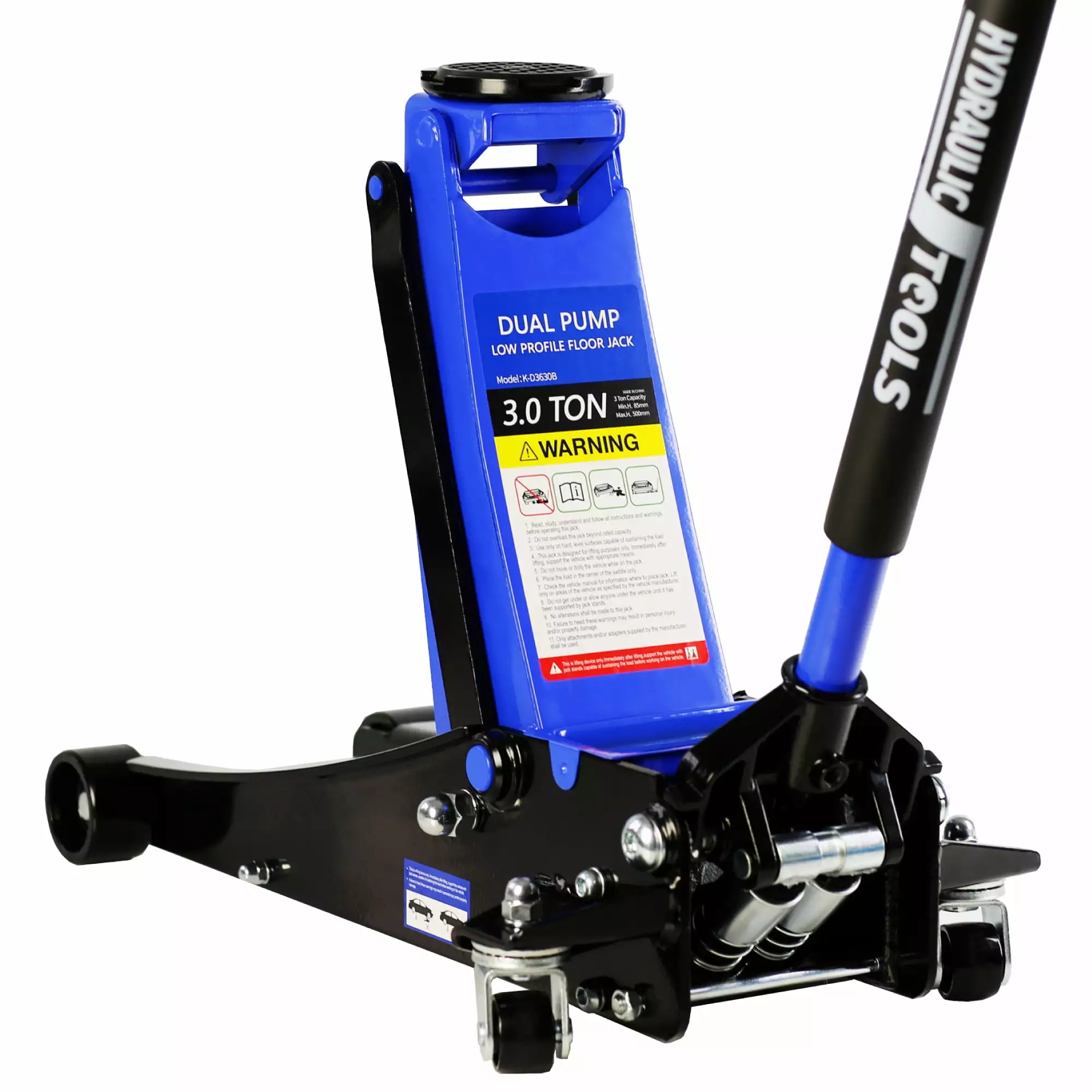 3t Low Profile Jack. Blue and Black. Ultra Low Floor Jack with Dual Pistons Quick Lift Pump. Car Jack Hydraulic AutoLifts for Home Garage. Truck Jack Hydraulic Lifting range 3.3-19.7