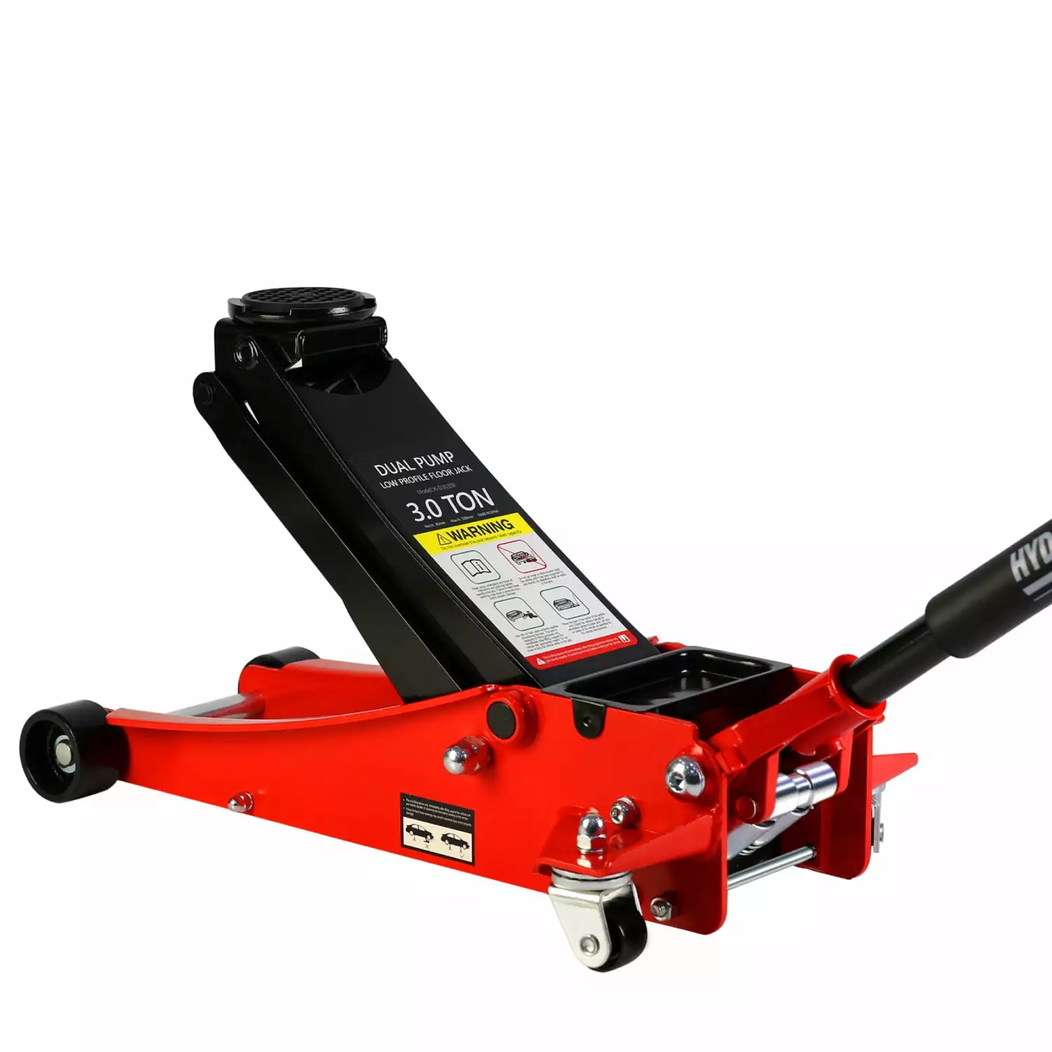 3t Low Profile Jack Red and Black Ultra Low Floor Jack with Dual Pistons Quick Lift Pump Car Jack Hydraulic AutoLifts for Home Garage Truck Jack Hydraulic Lifting range 3.3-19.7