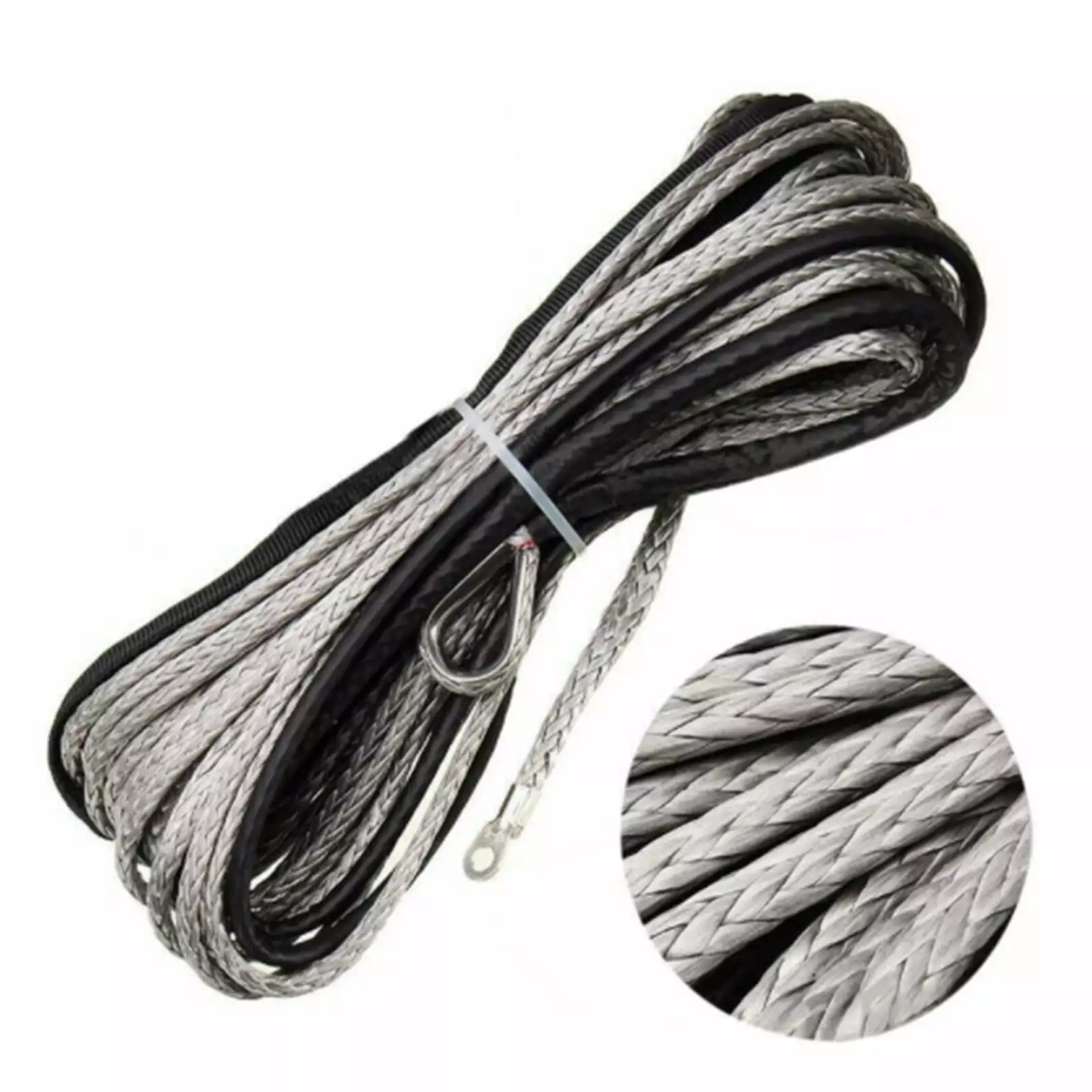 4.8MM*15M(2.5 tons) Synthetic Winch Rope Line Recovery Cable For ATV UTV Truck Boat Winch Towing Rope .Easier to Carry