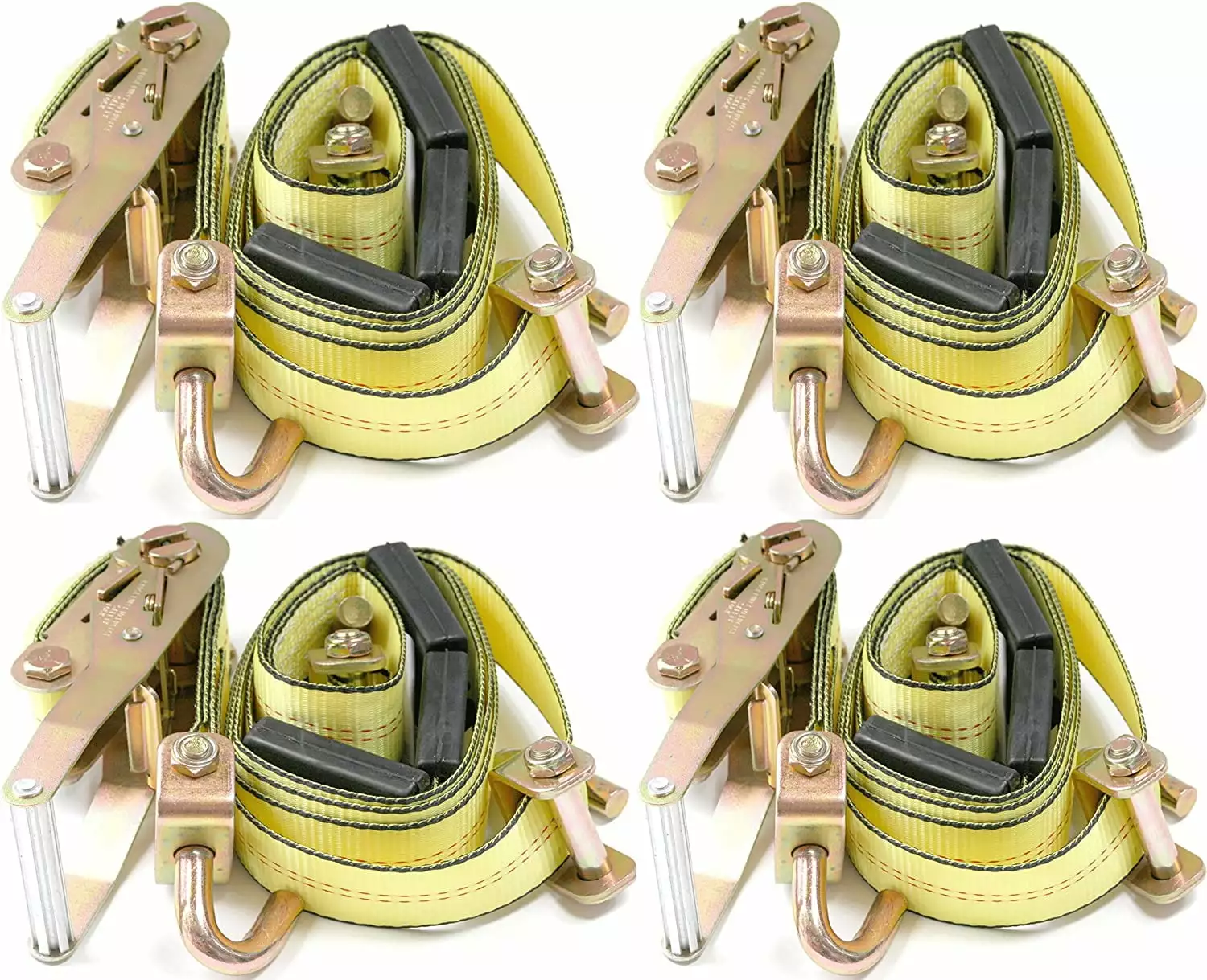 (4 PACK) 2 x10' Over The Tire DKG-321 Swivel J Hook Wheel Strap Ratchet Tie Down - DKG STRAPS