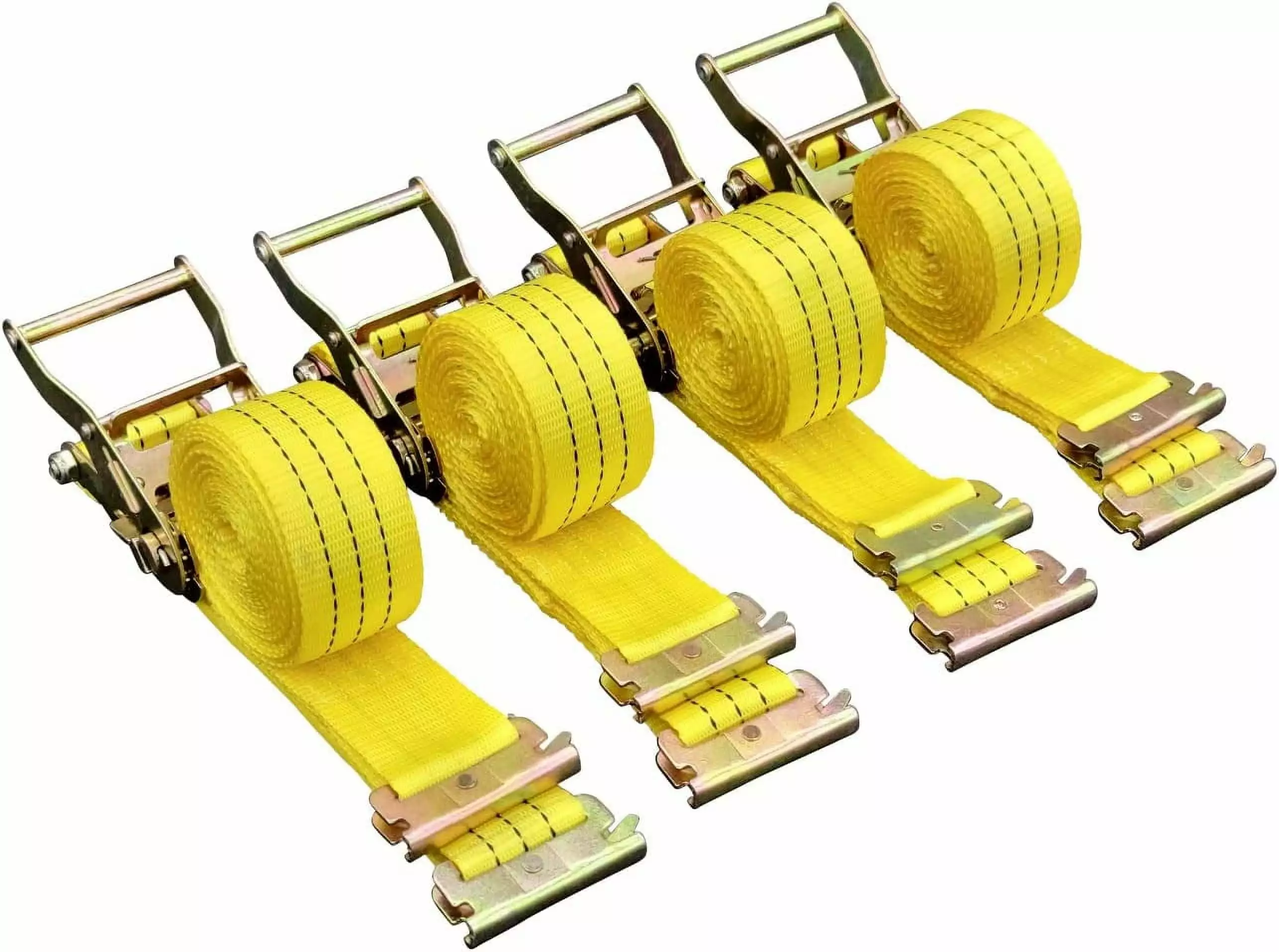 US Cargo Control E Track Cam Buckle Strap - 2 Inch X 12 Foot Yellow E Track Strap - Spring E Fittings - Easily Secure Cargo In An Enclosed Van Trailer - 833 Pound Working Load Limit - 2 Pack