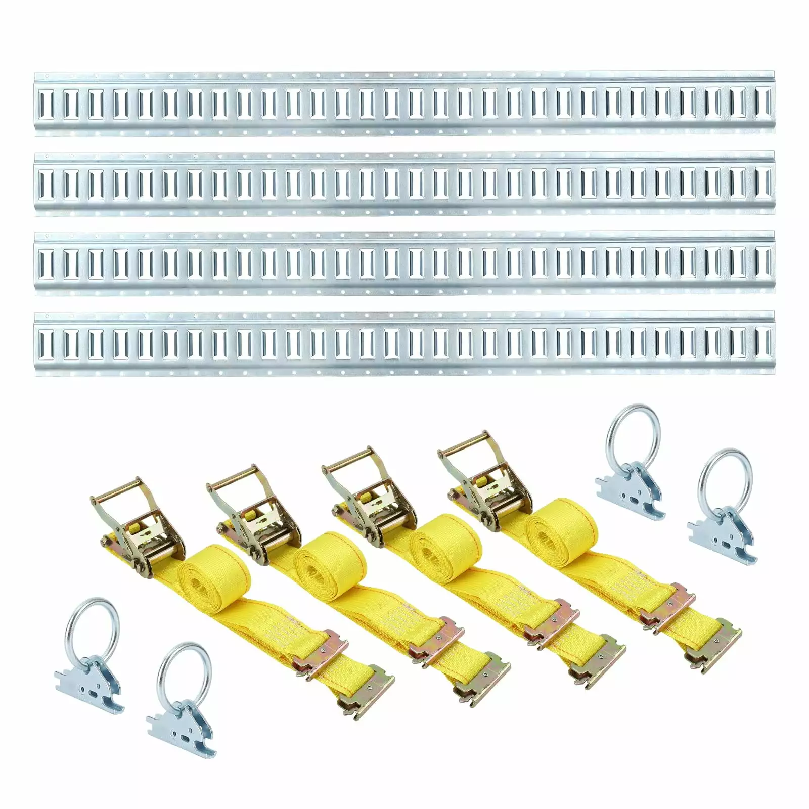 4 Pack E-Track Tie DownRa-ilKit 60in for Garages.Va-ns Trailers. Motorcycle Tie Downs. 5FT Horizontal/Perpendicular Galvanizing Steel Etrack Bar Rails Atv Mountings