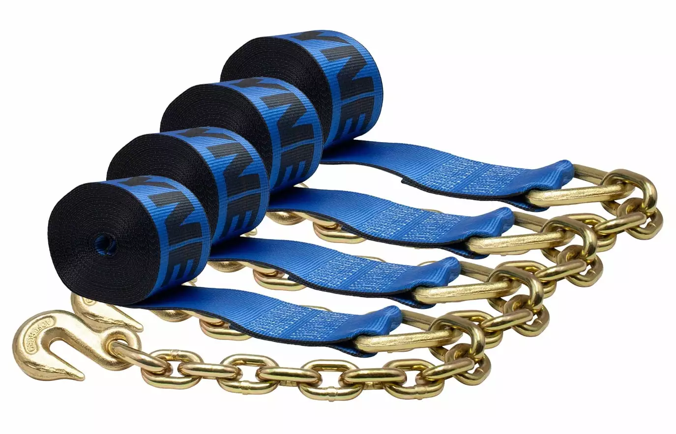 (4 Pack) Kinedyne 4 in. x 30 ft. Winch Strap with Chain Anchor