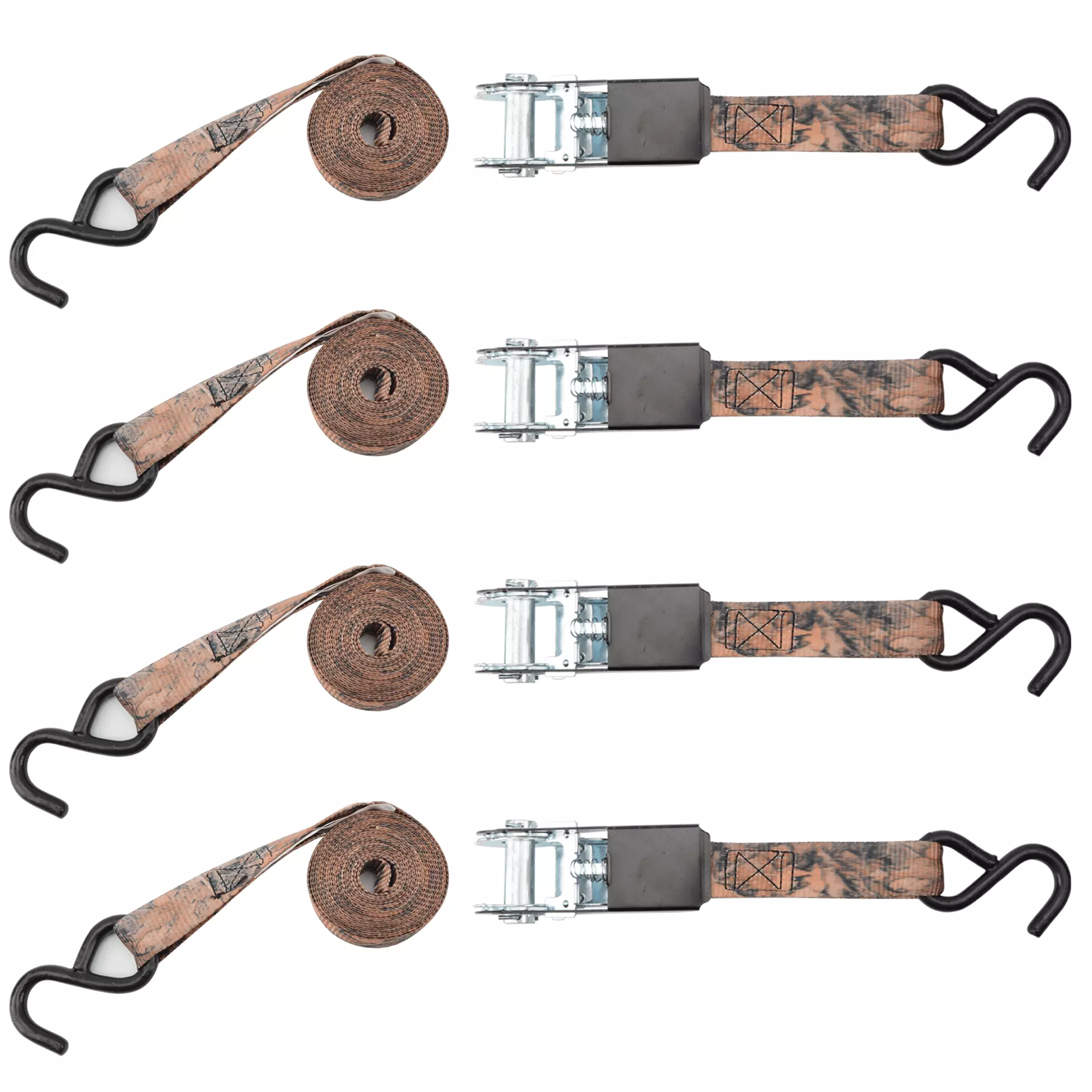 (2 Pack) Sliding Ratchet Strap with Vinyl Coated S Hook (1.25x 14' long). Adjustable Ratcheting Tie Down