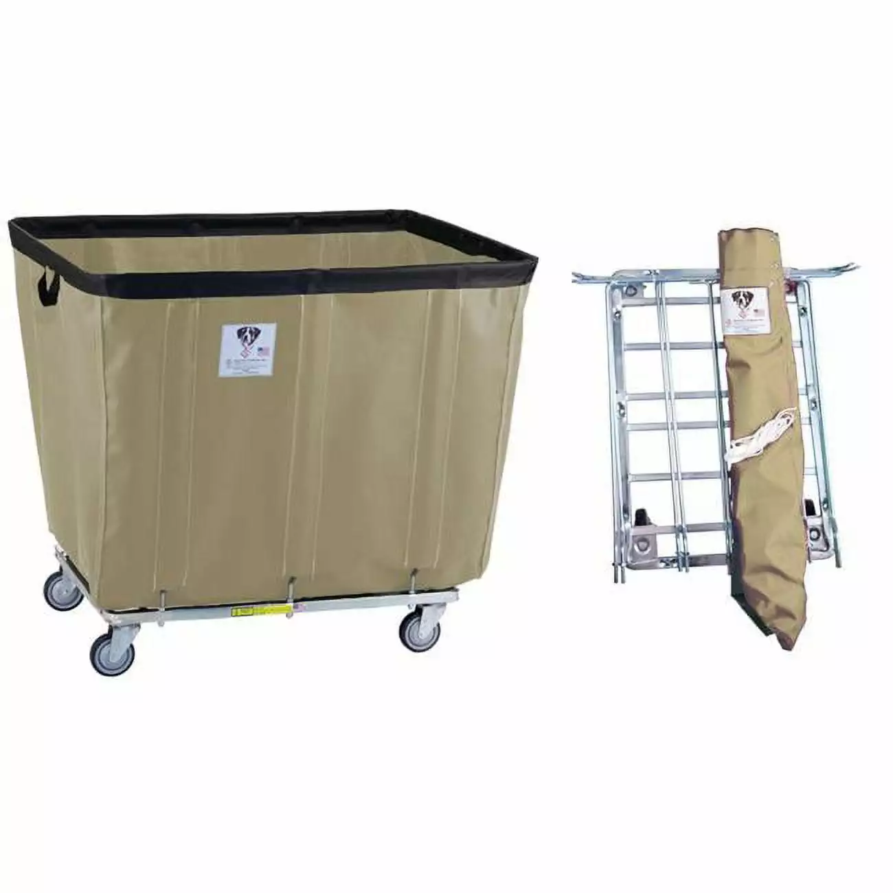 406KDC-BG 6 Bushel UPS & FEDEX ABLE Vinyl Basket Truck All Swivel Casters. Beige