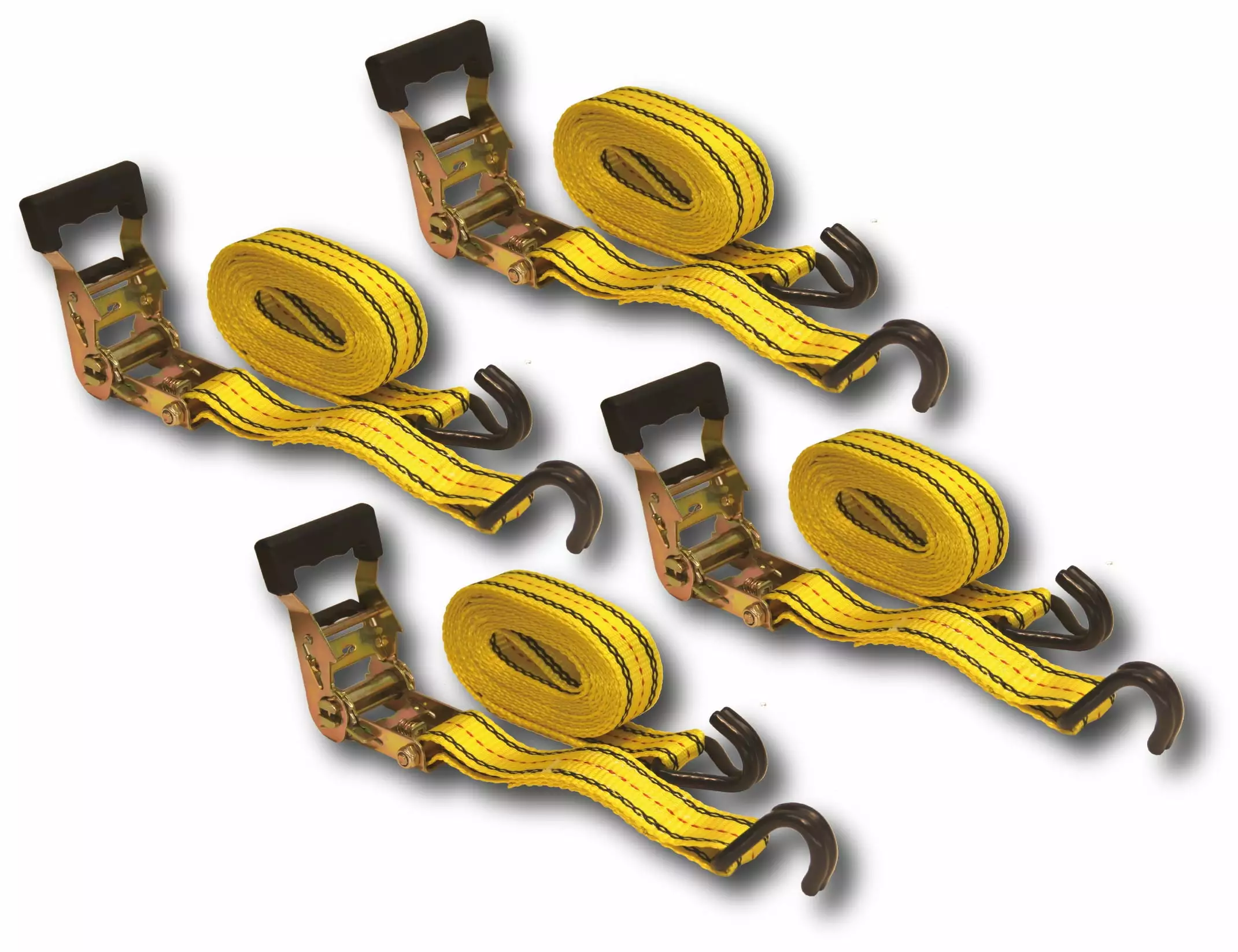 4Pcs 1.5 x 15 ft Heavy Duty Ratchet Cargo Tie Down Straps 3000 lbs Dual J-Hooks