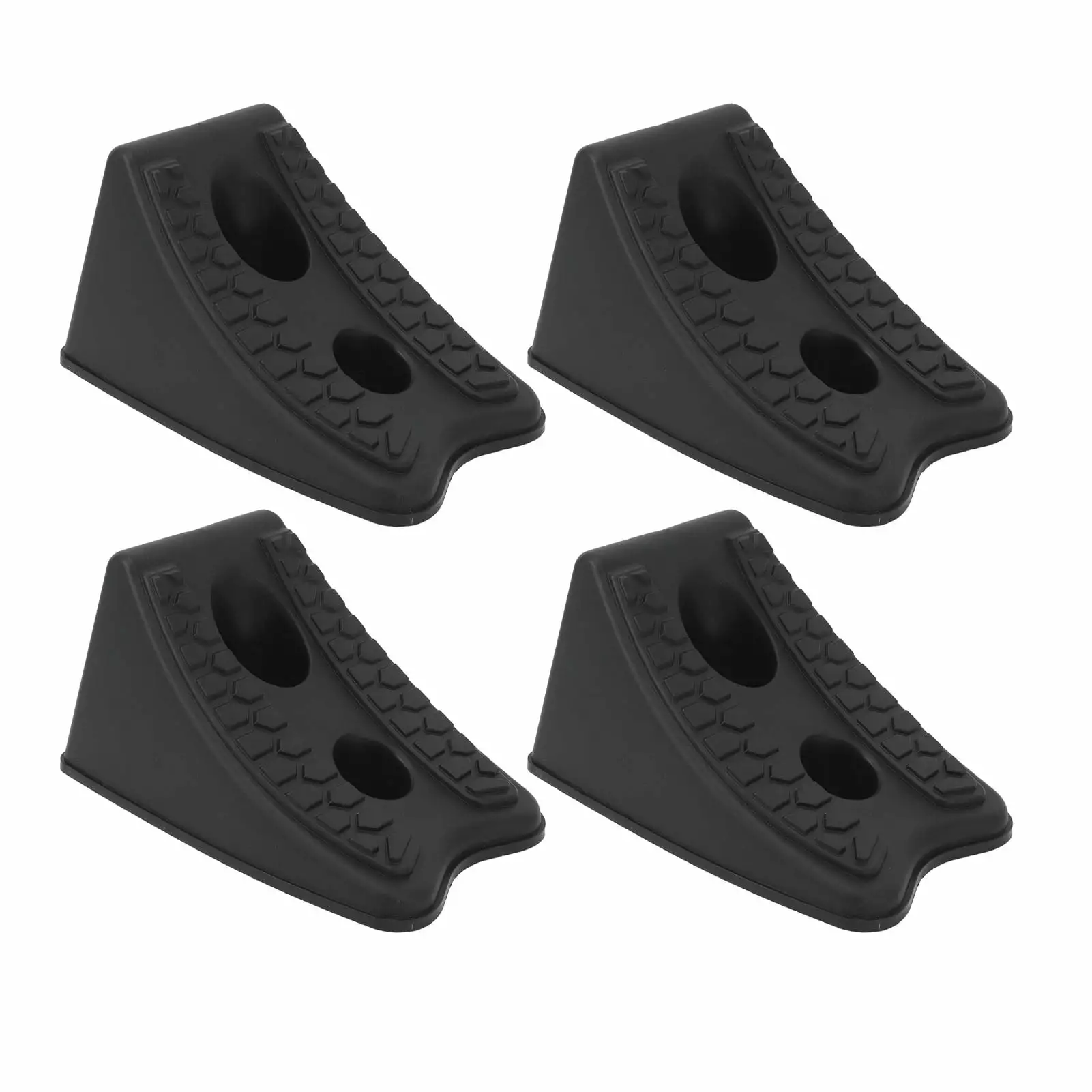 4pcs Wheel Chocks Heavy Duty Triangular Tire Stopper Block Set Anti Slip Base for Car Trailer RV