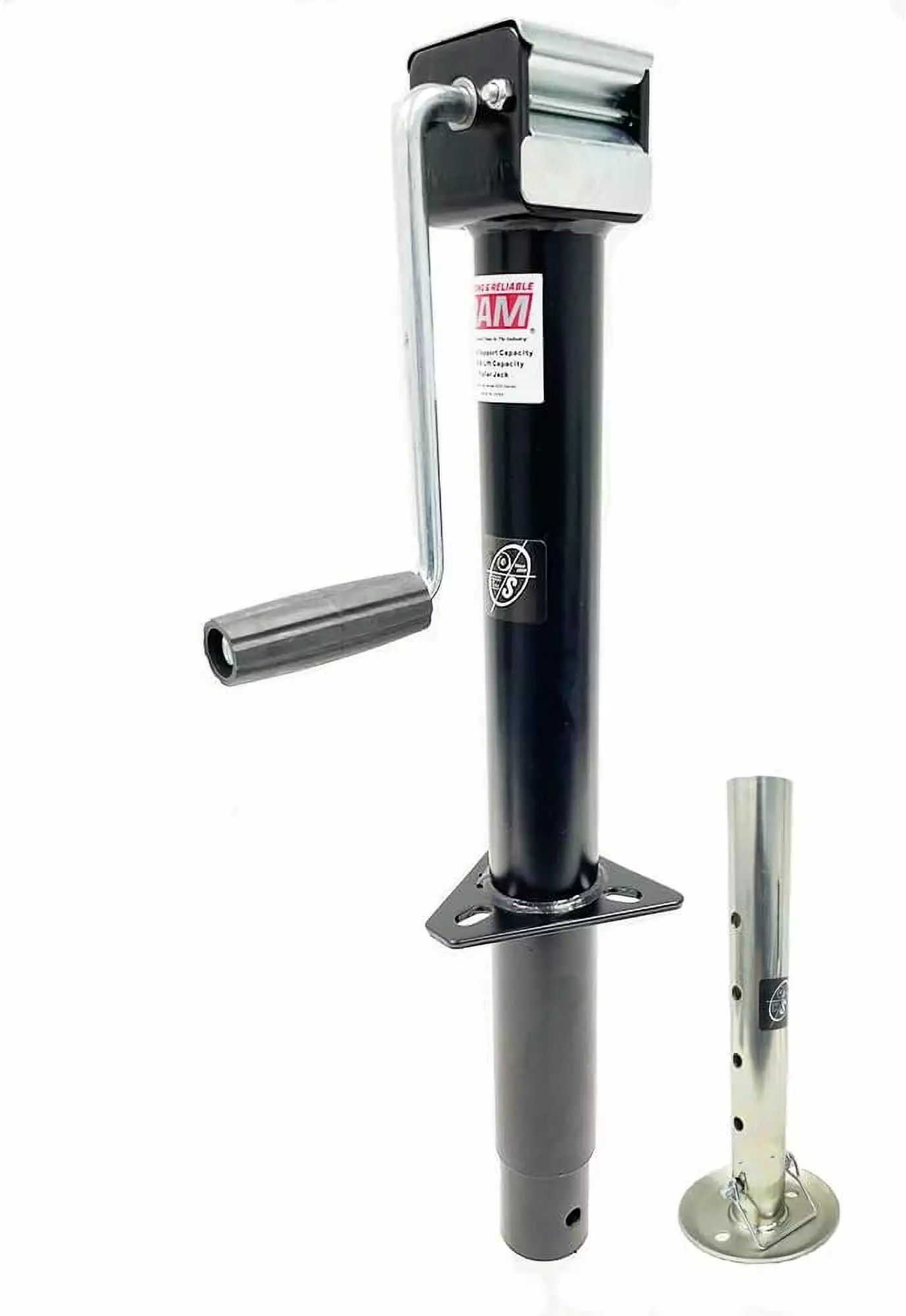 Southwest Wheel 5.000 lbs Side Wind RAM A-Frame Trailer Jack w/ Zinc Round Tube Foot Plate