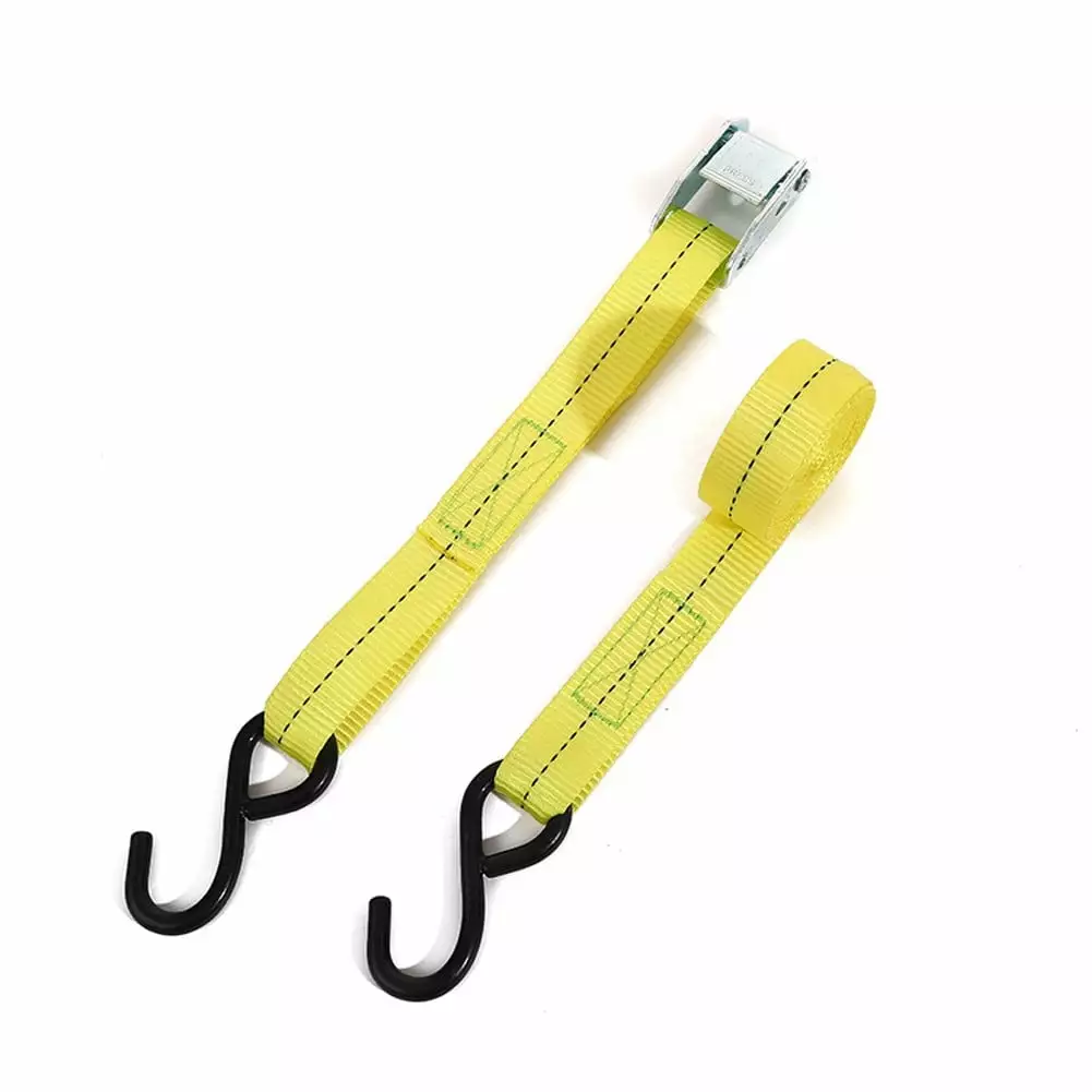 Unique Bargains Ratchet Tie Down Straps Adjustable 800kg 200cm/78.74 1 Set Yellow