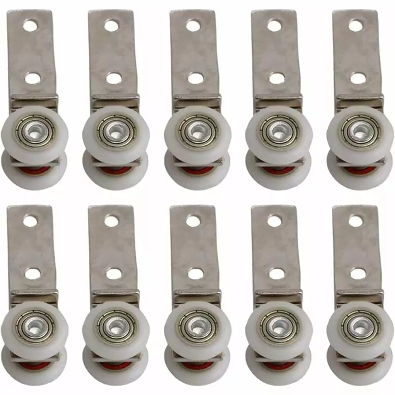 6.5 x 1.9cm Elbow Metal Duct Bearing Pulley Block with Two Plastic Wheel for Sliding Door Window Cabinet(10pcs)