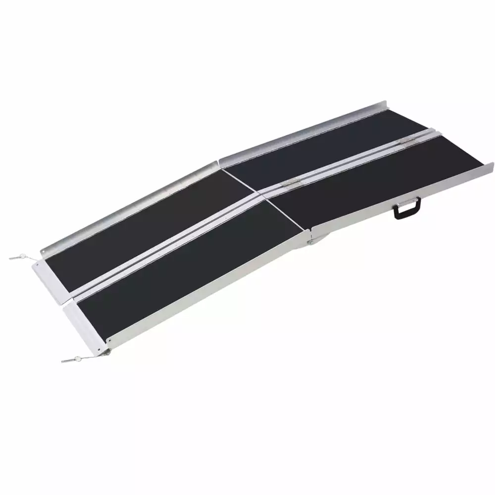 6Ft Wheel Chair Ramp. 600Lbs Max Load Non-Slip Portable Foldable Aluminium Threhold Ramp