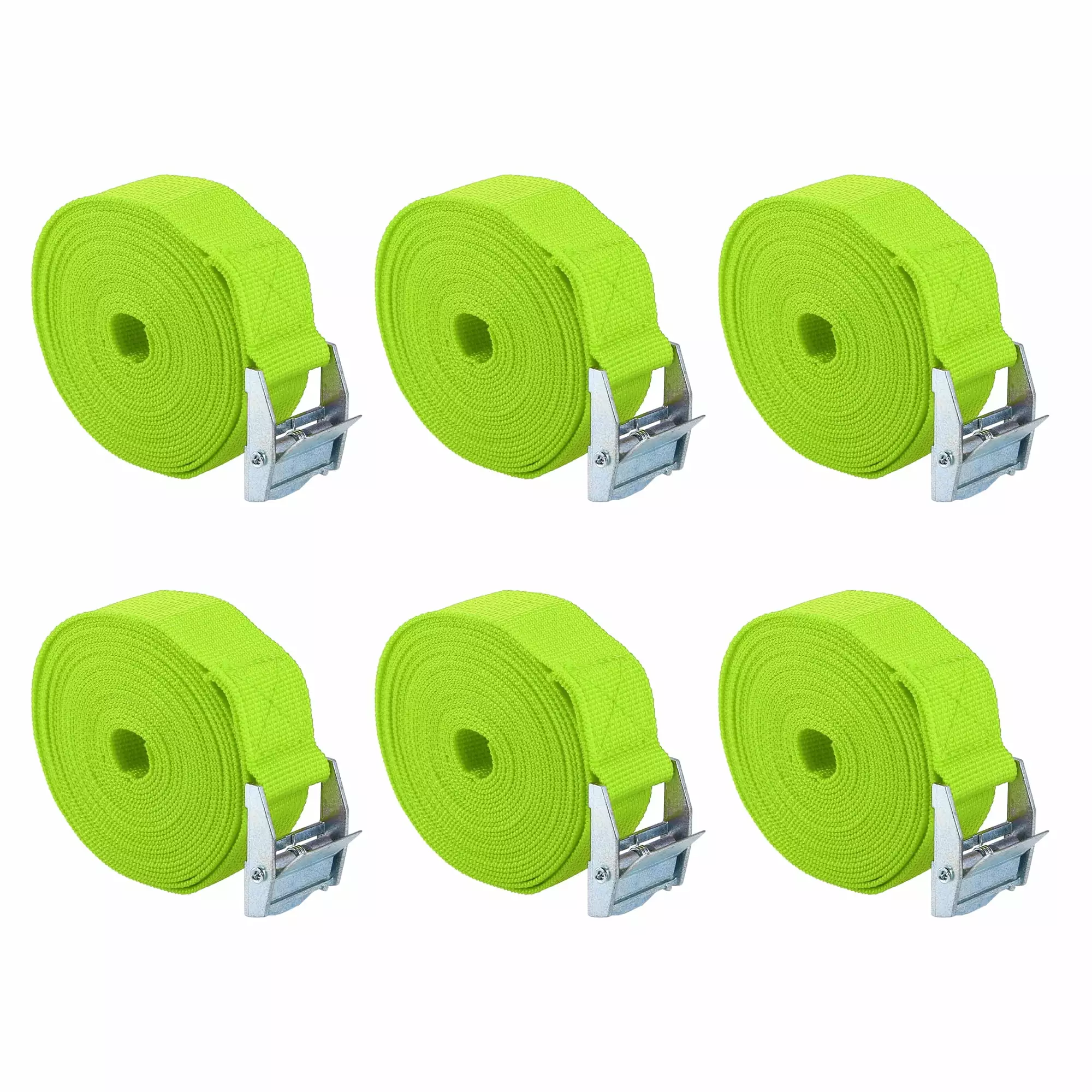 6pcs 1 x 12' Cargo Tie Down Straps Lashing Straps Travel Luggage Strap Adjustable with Cam Lock Buckle for Car Green