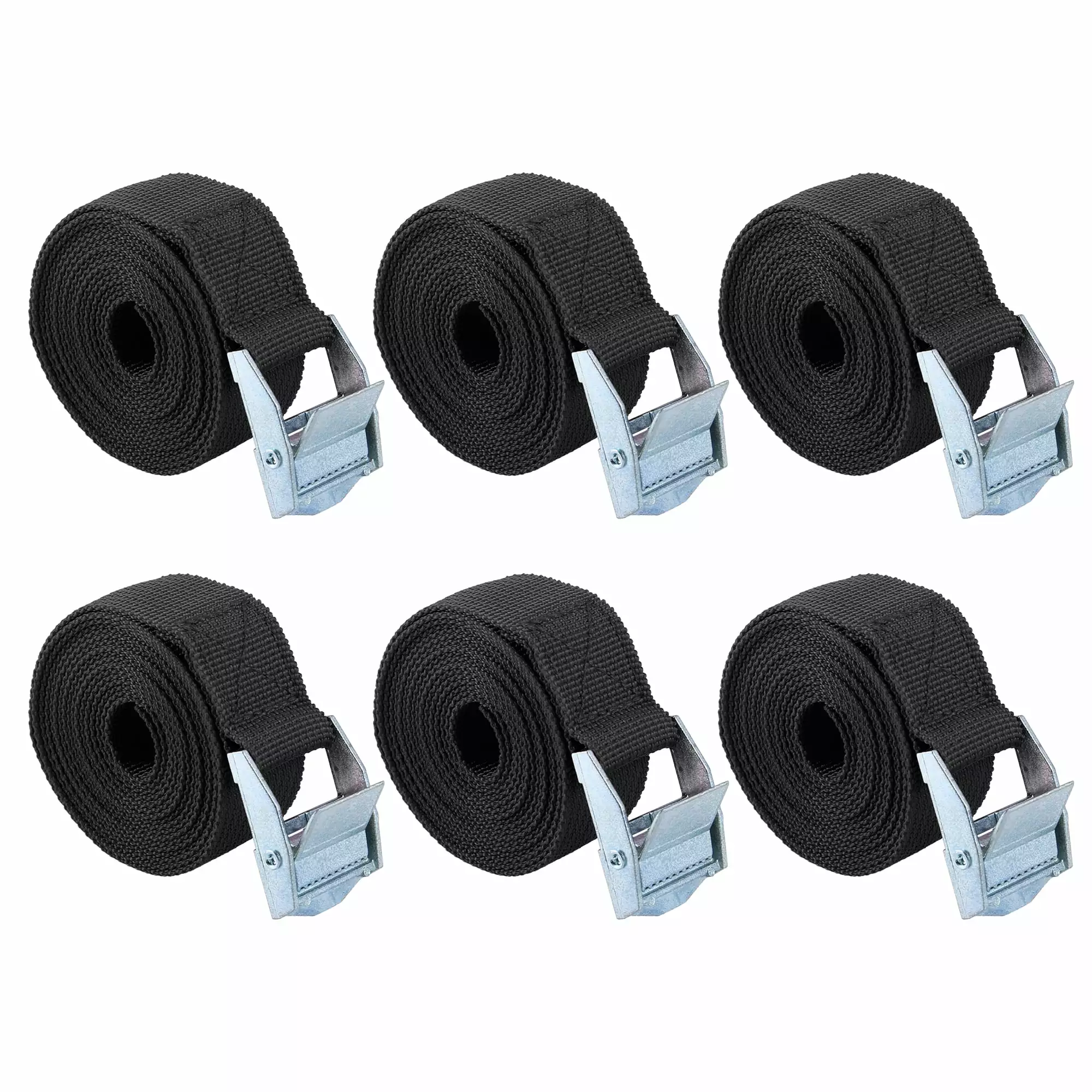 6pcs 6.5ft Cargo Tie Down Straps Lashing Straps Travel Luggage Strap Adjustable with Cam Lock Buckle for Car Truck Black