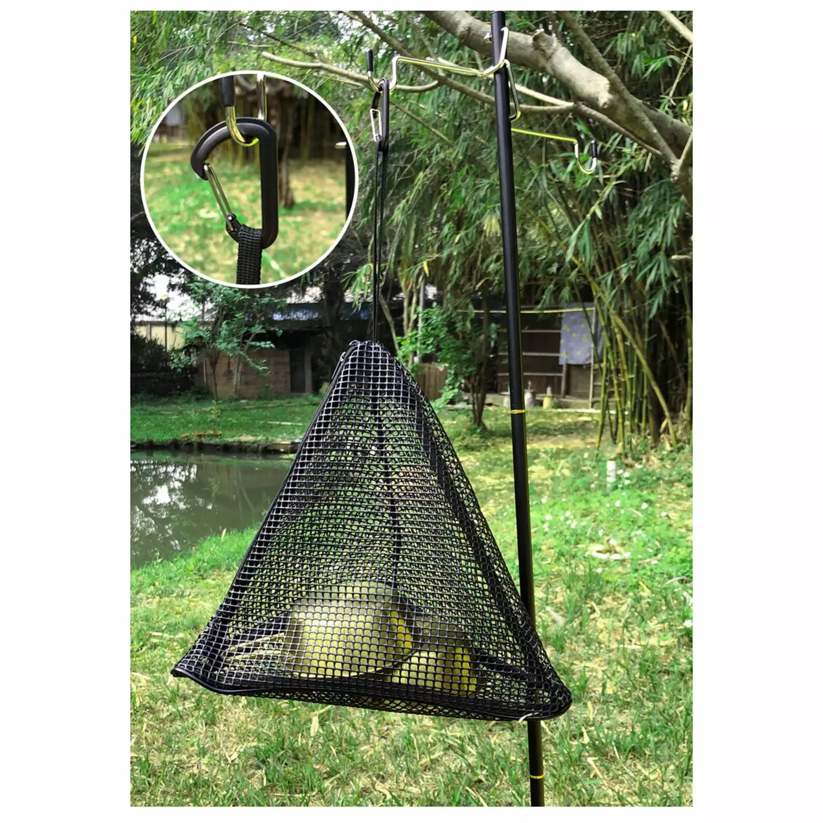 Wovilon Storage Trunk Storage Bags Outdoor Triangular Drying Net Foldable Storage Net Camping Hanging Net. Hiking. Picnic. Travel Outdoors. Etc