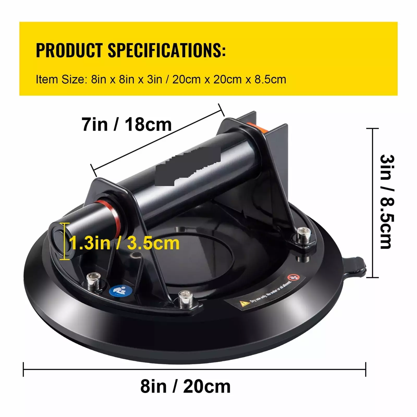 8 Inch Vacuum Suction Cup 58 Kg Heavy-Duty Hand-Held Lifter For Moving Large Granite Tile And Replacing Windows & Doors