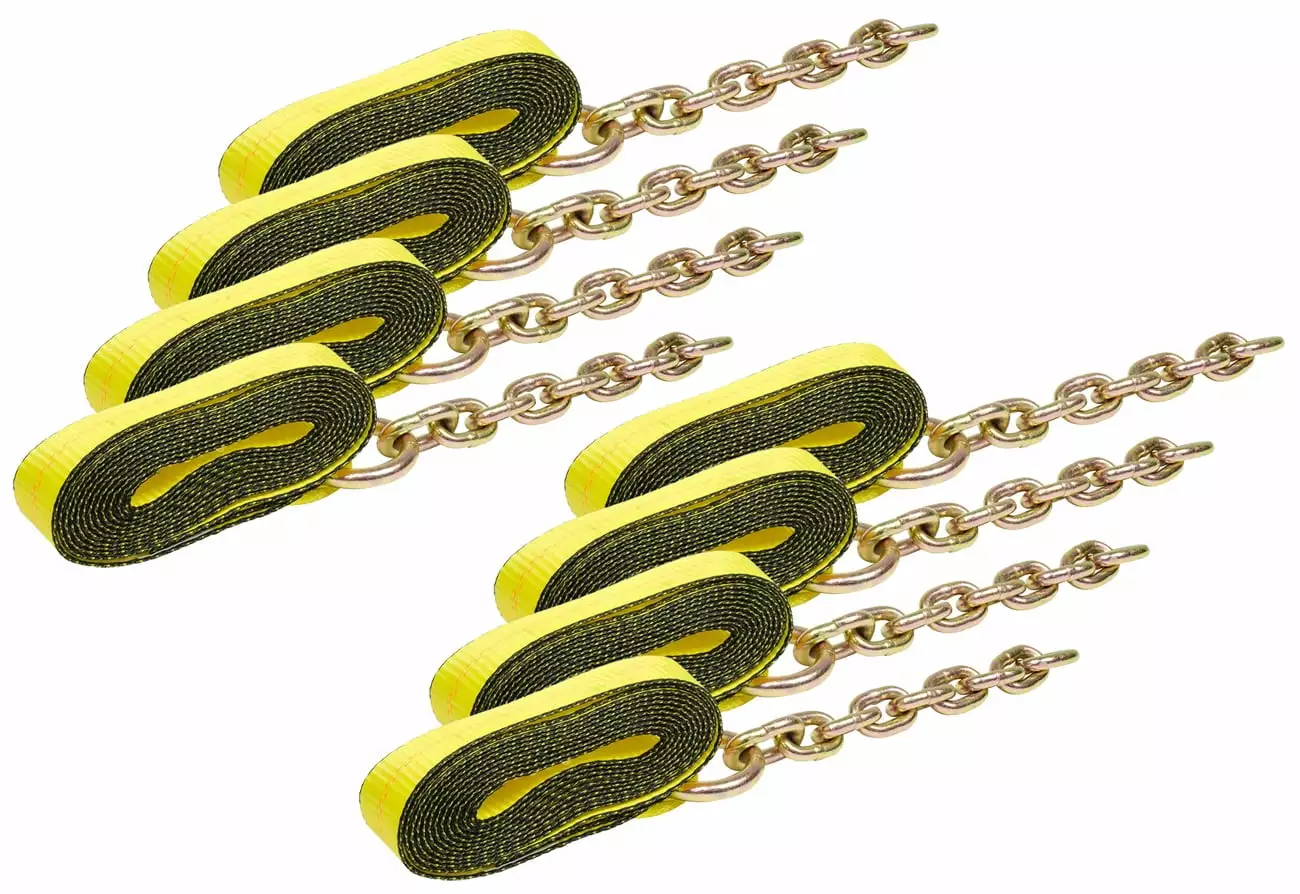 4 x 30' Ratchet Straps High Abrasion w/ flat hook. WLL 6.667 Trailer Tie Down - Orange (2 Pack)