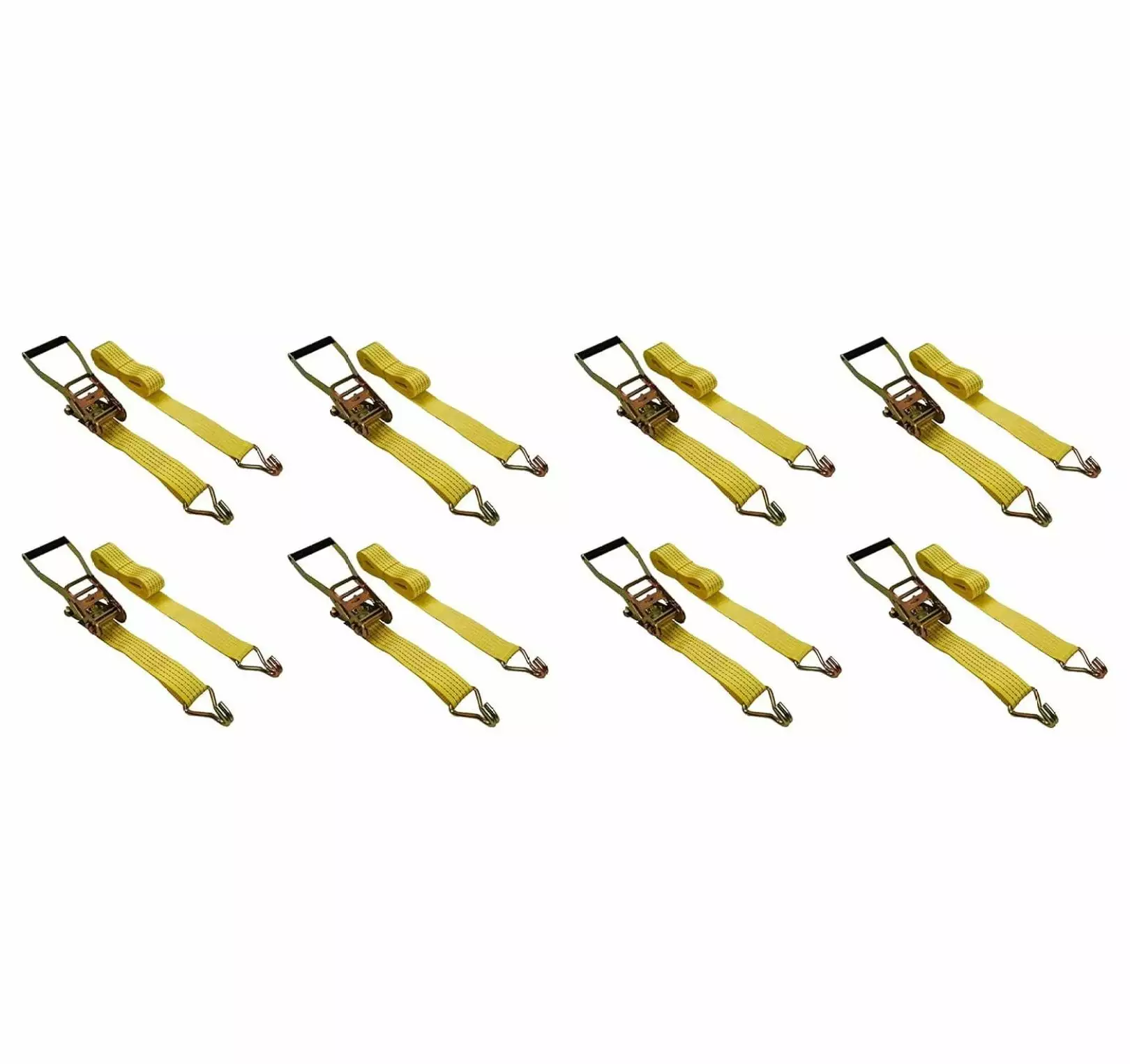 8 Pack 2 x15' Ratchet Strap Tie Down 5000LB J Hook