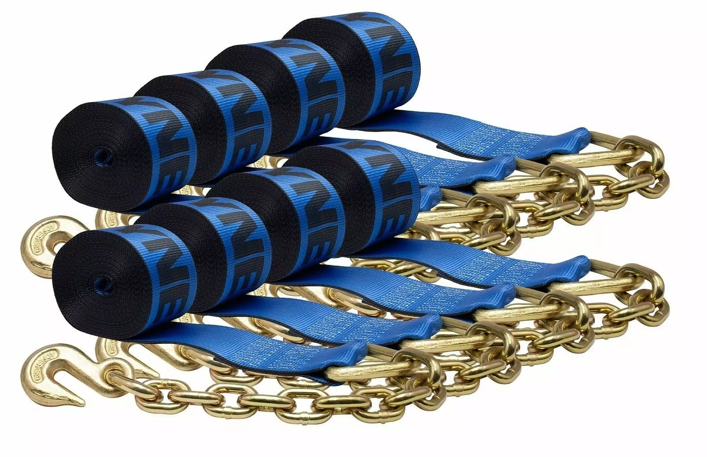 (8 Pack) Kinedyne 4 in. x 30 ft. Winch Strap with Chain Anchor