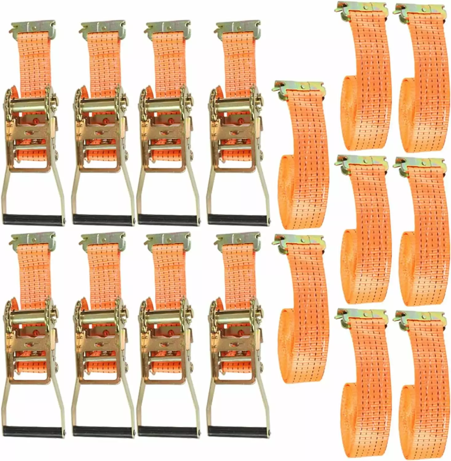 8 Pack Ratchet Straps 2 Inches x 15 Feet 4400Lbs E-Track Heavy Duty Tie Downs