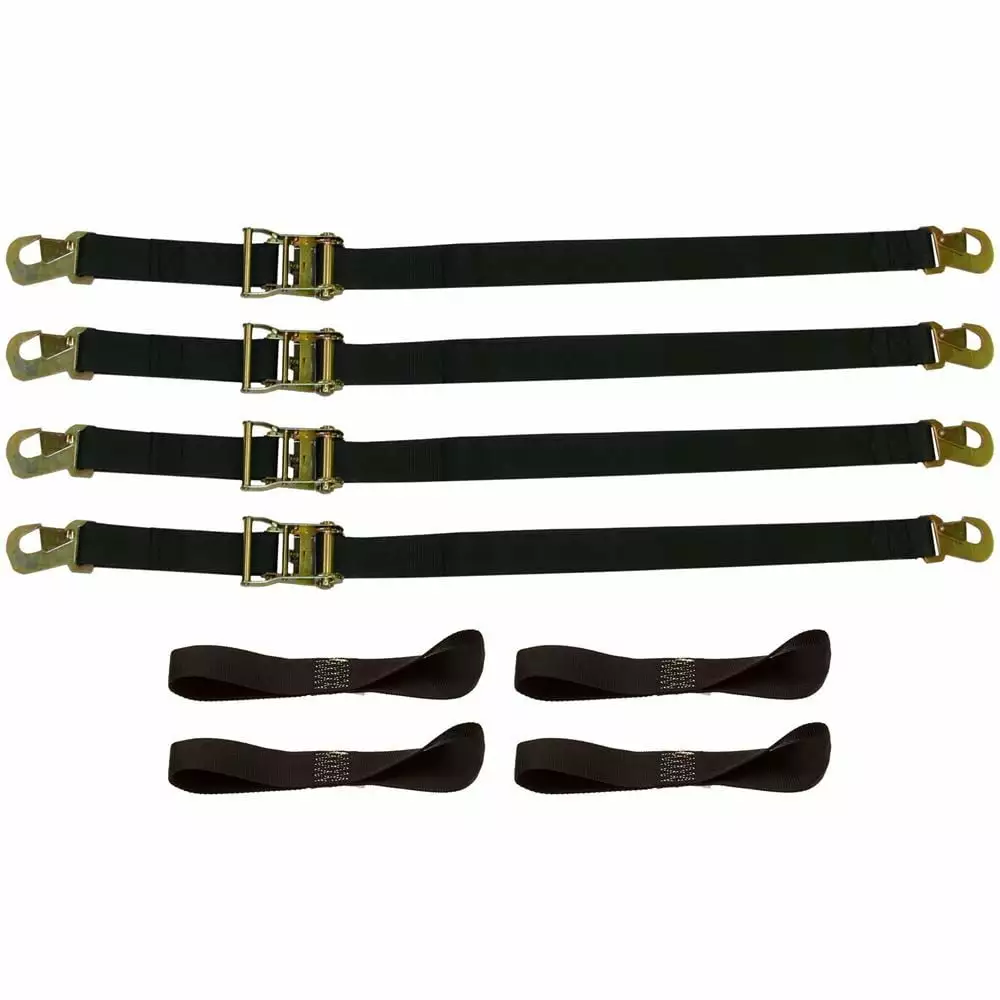 8 Piece Heavy Duty Motorcycle Ratchet Tie-Down strap set