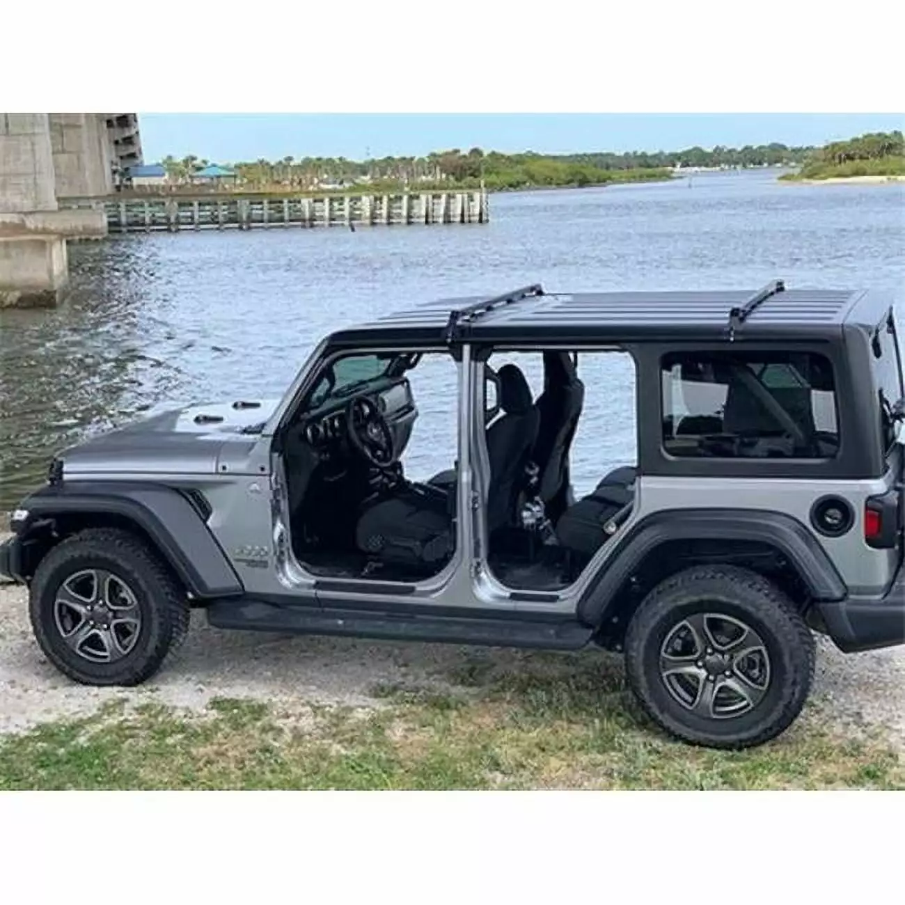 8009655BK Low Profile Roof Racks Hardtop for 2018 Jeep Wrangler JLU. Black