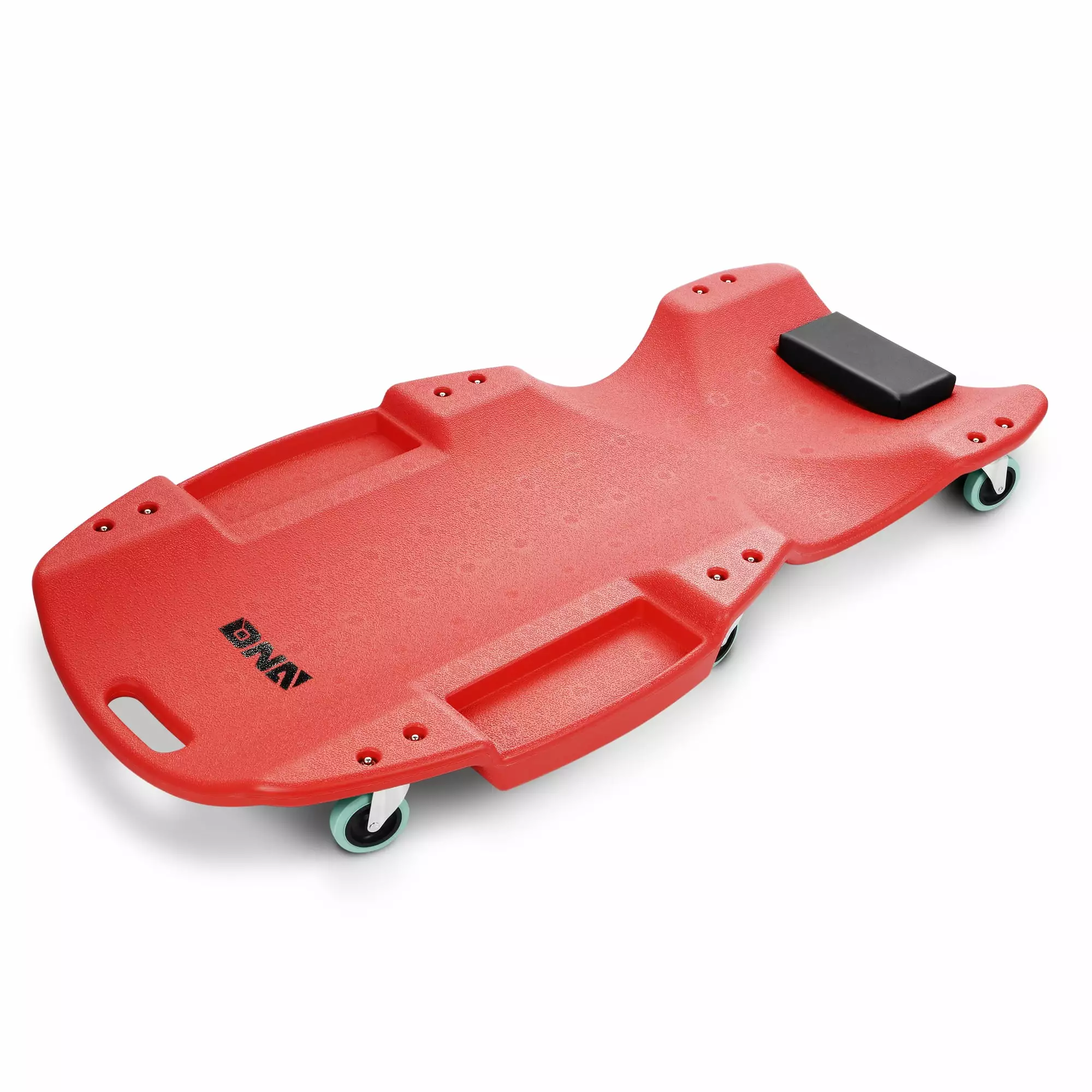 DNA Motoring TOOLS-00238 48 Inches Red Heavy-Duty Low-Profile Roller Automotive Creeper with Padded Headrest