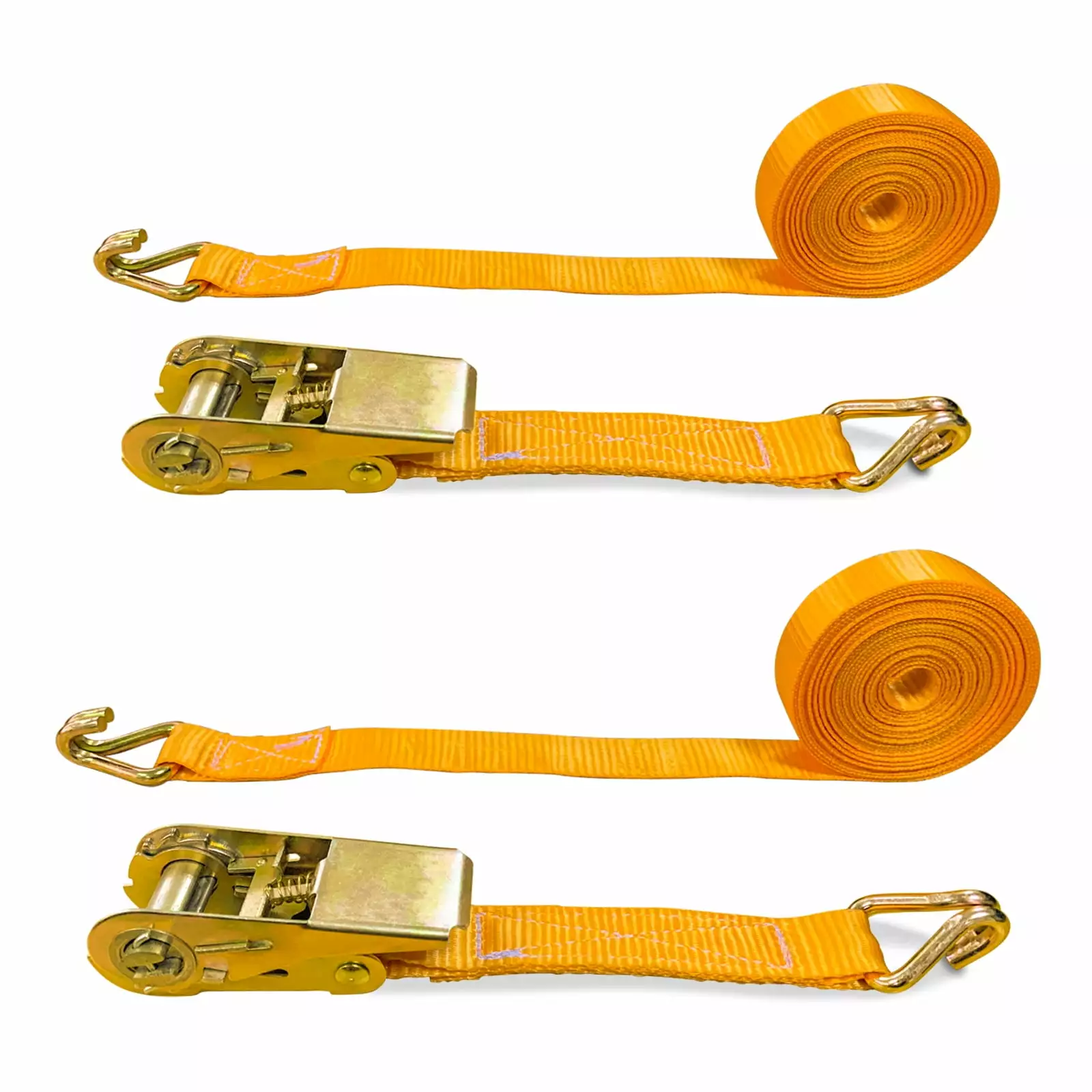 AA Products Heavy Duty Securing Ratchet Straps with Double J-Hooks (RS-501- 5 Meter/16.4 Feet x 1 inch - 2200 Lbs) 2 Packs