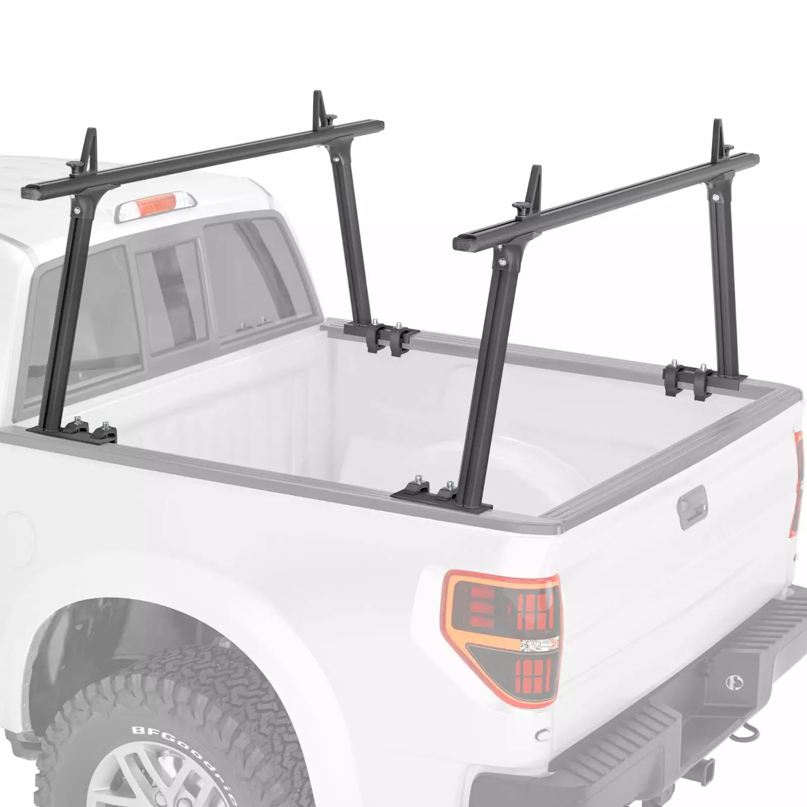 AA-Racks Model APX25-Lite Extendable Aluminum Truck Ladder Rack Adjustable Pick-Up Ladder Rack (No Drilling Required) - Black