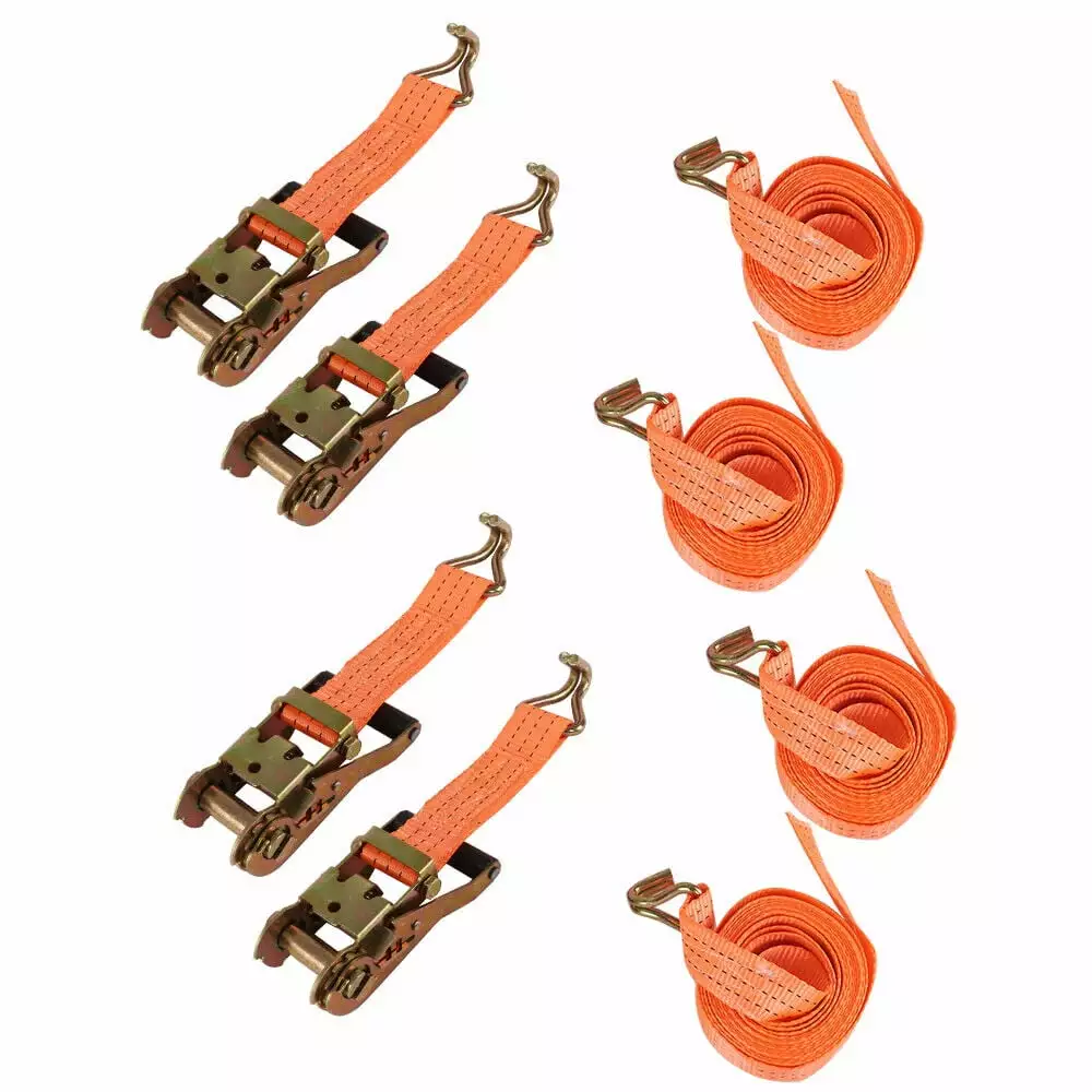 ALL-CARB 1.5??15' Polyester Ratchet Straps 4000lb J Hook Heavy Duty Tie Downs 4pcs