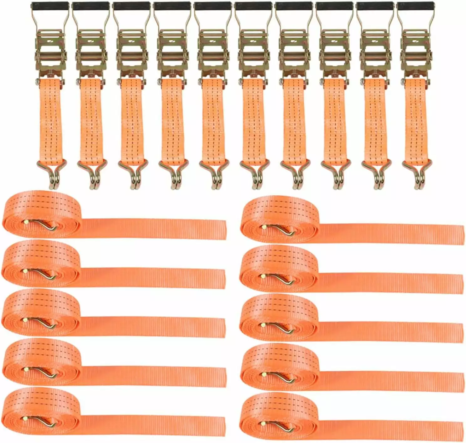 4 Pack 1-1/2 x 8' Mountable Rack-Ratchet Straps with Wire Hook - 1.500 lbs Breaking Strength - Ladder Rack Ratchet Tie Down Straps