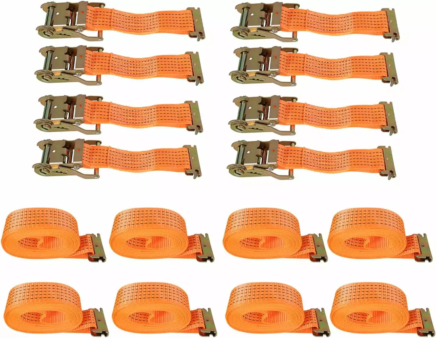 ALL-CARB 8Pcs 2 x 15 E-Track Ratchet Straps 4400Lbs Heavy Duty Tie-Down Straps