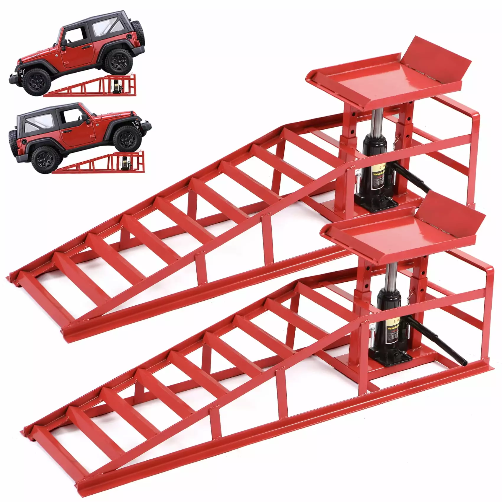 ANDTE Hydraulic Car Ramps. 2 Pack High Lift Service Ramps for Vehicles up to 5T (11023 lbs)