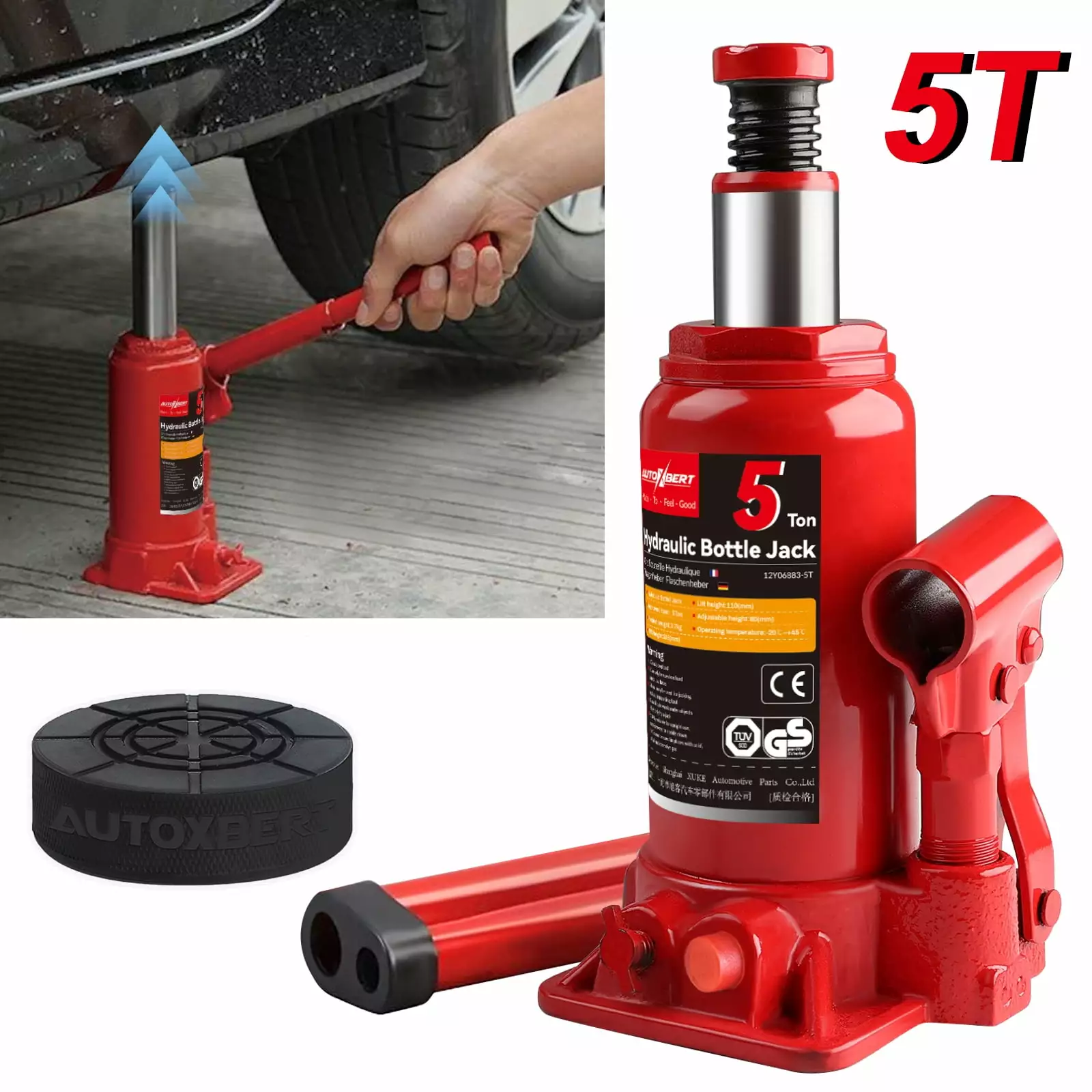 2T Car Hydraulic Jack Portable Automotive Vehicle Vertical Hydraulic Jack Tire Changing Tool