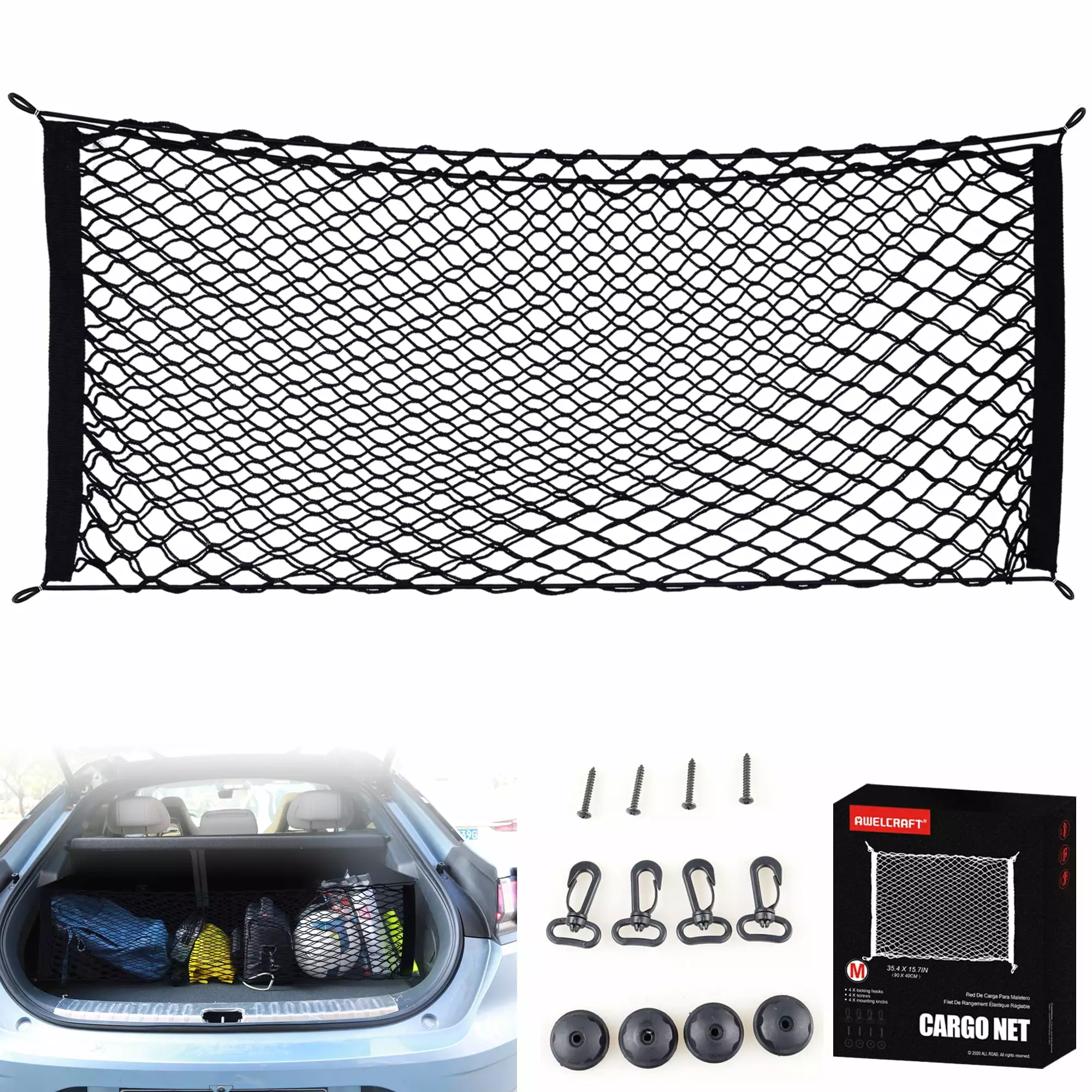 Rear Trunk Envelope Style Mesh Organizer Cargo Net for HYUNDAI SONATA 2020-2023