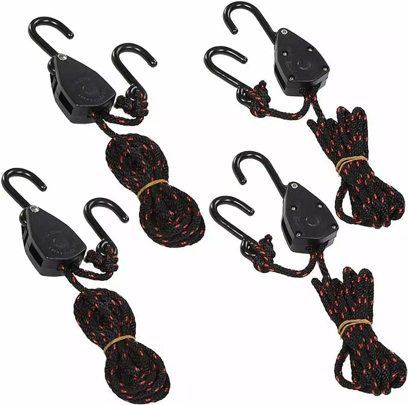 Acronde 4PCS 1/8 Adjustable Heavy Duty Rope Hanger Ratchet Kayak and Canoe Bow and Stern Tie Downs Straps