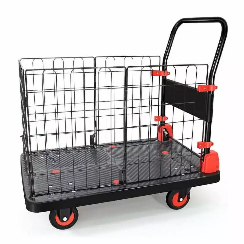 Adrinfly Foldable Platform Push Hand Truck Cart. Basket Cage Cart. 660 lbs. Weight Capacity