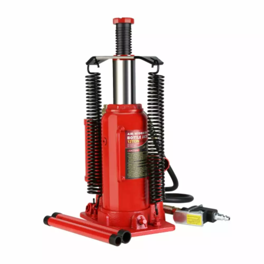 Air Hydraulic Bottle Jack. 12 Ton All Welded Bottle Jack. 10.2-20.1 inch Lifting Range. with 2-Section Long Handle. for Car. Pickup Truck. Truck. RV. Auto Repair. Industrial Engineering Red+Steel+12T