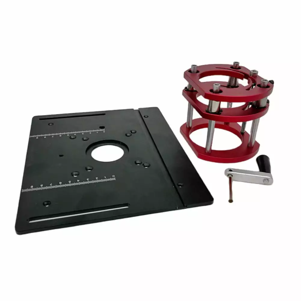 Aluminum Alloy Router Plate Router Lift Kit Engraving Machine Lifting Table (Red+Black)