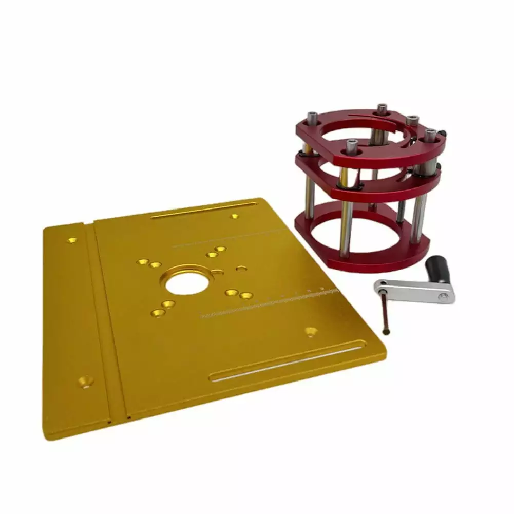 Aluminum Alloy Router Plate Router Lift Kit Engraving Machine Lifting Table Red+Gold