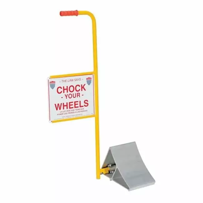 Aluminum Wheel Chock with Handle & Sign