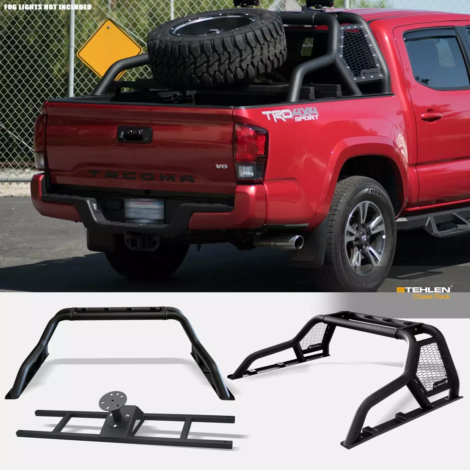 DZ95050RB Gloss Black Mesh Cab Rack for 1999-2018 Chevy Silverado