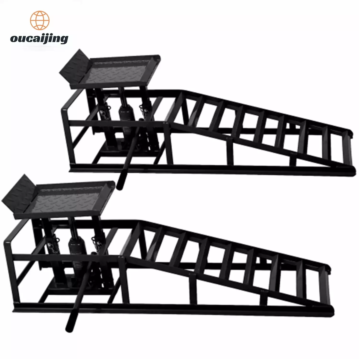 2PCS Auto Car Truck Service Ramps Lifts 5T 10000lbs 9.8-15 Inches Height Hydraulic Vehicle Ramps For Auto Trailer Repair Hydraulic Car Ramps Truck Garage Repair Steel Frame