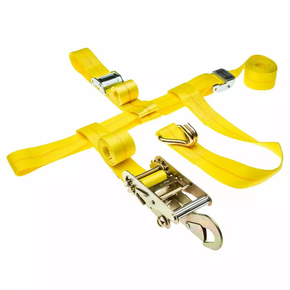 VULCAN Wheel Dolly Tire Strap - S Hooks - Basket Style - 78 inch - 2 Pack - Yellow - 1665 Lbs SWL