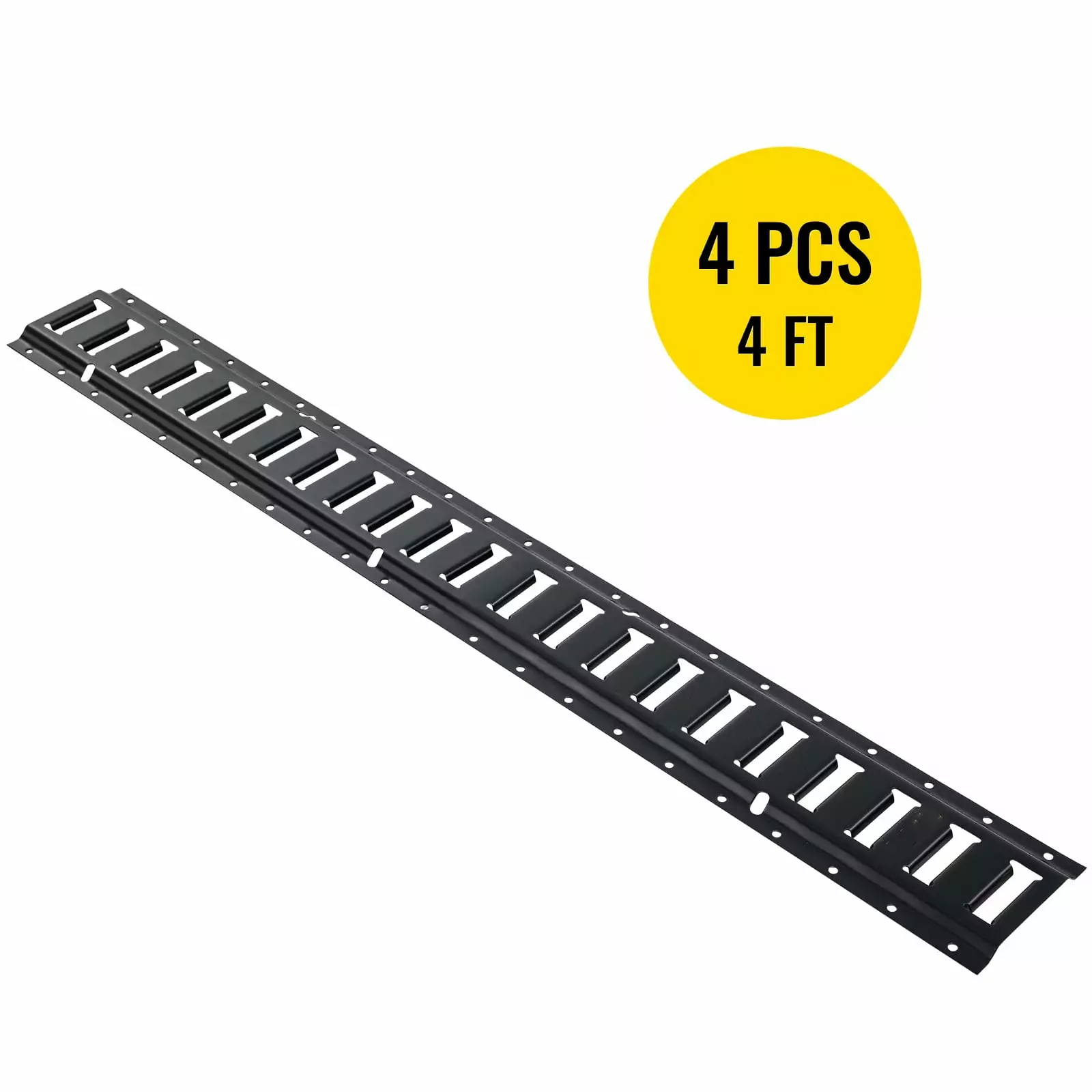 BENTISM E-Track Tie-Down Rail. 4pcs 4-ft Steel Rails w/ Standard 1 x 2.5 Slots. Compatible with O and D Rings & Tie-Offs and Ratchet Straps & Hooked Chains. for Cargo and Heavy Equipment Securing